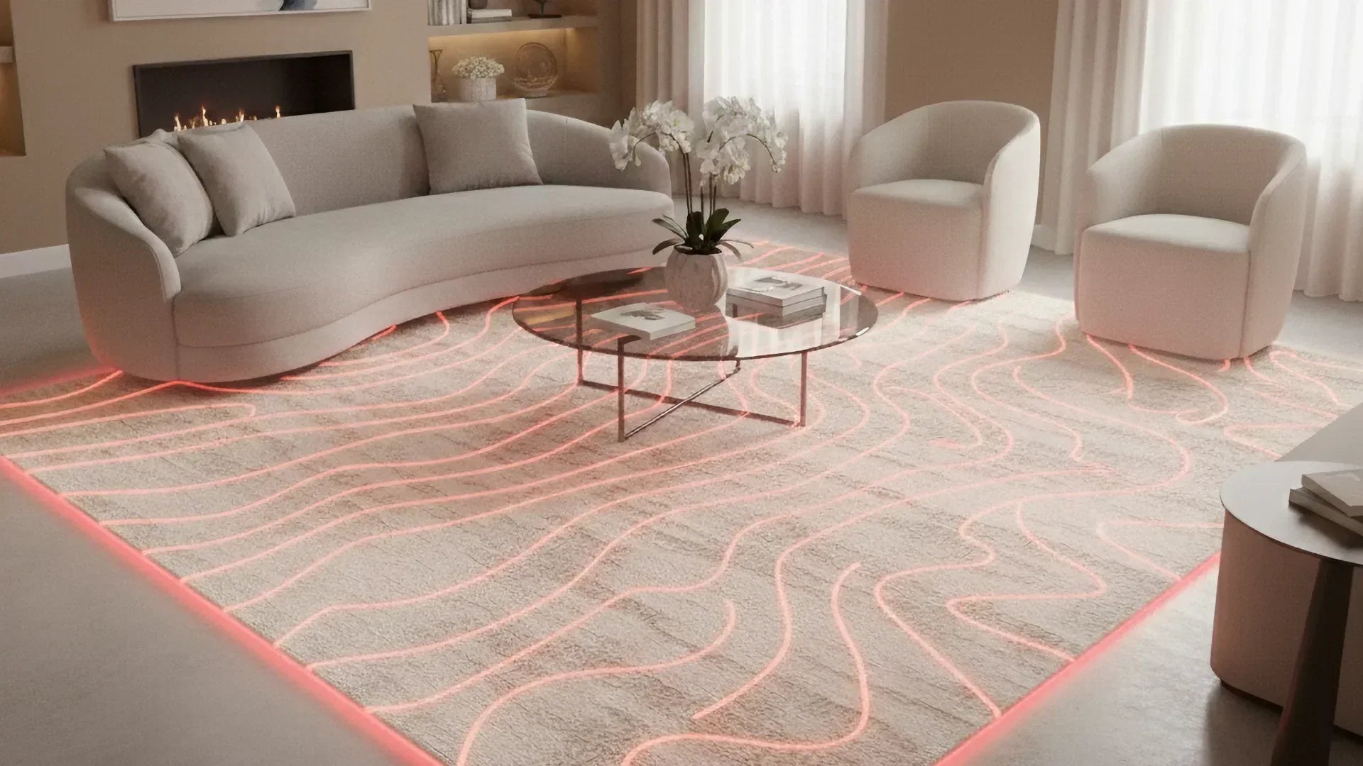 Underfloor heating home uses Bella Rugs' rug and saving energy