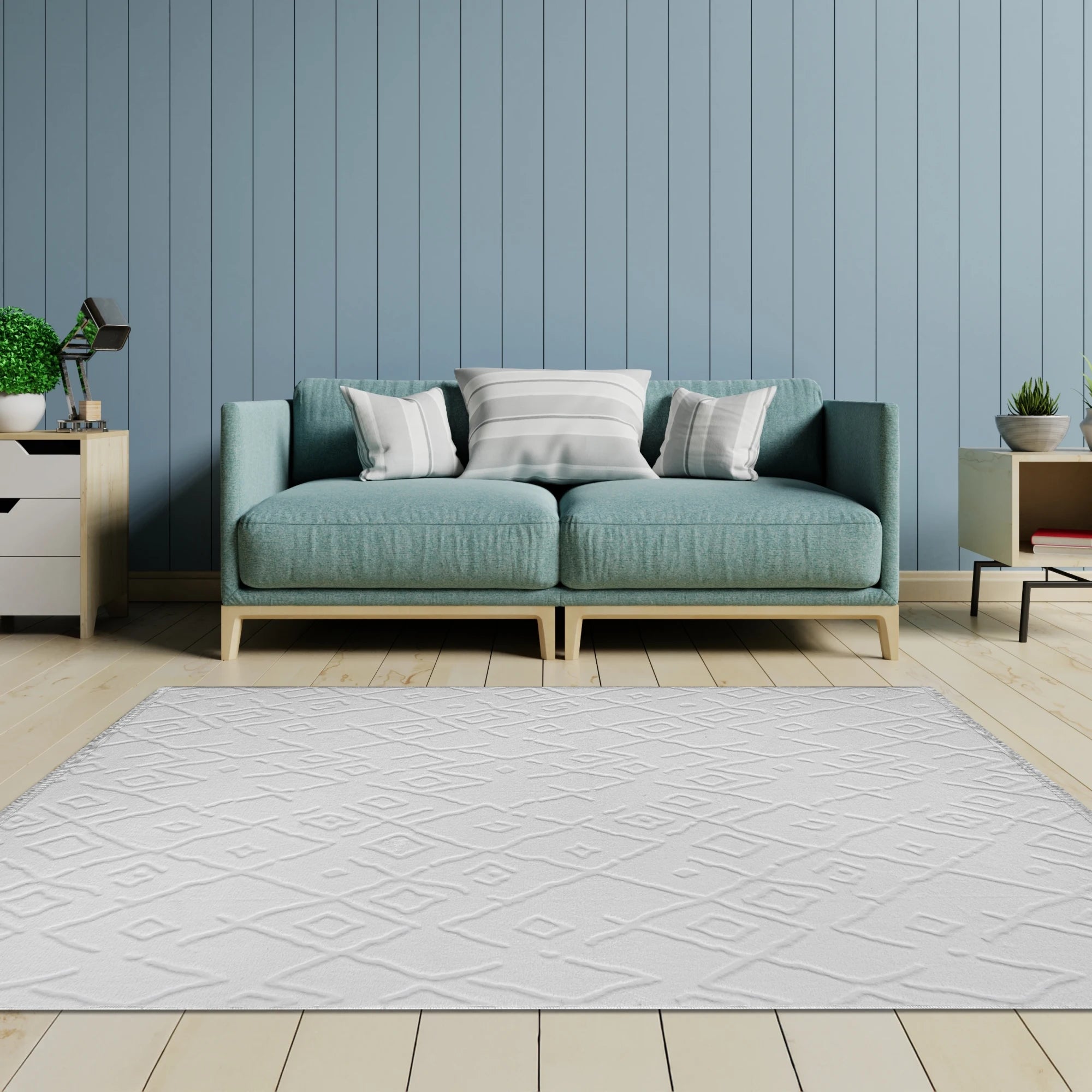 Яскраво білий ромбовий килим