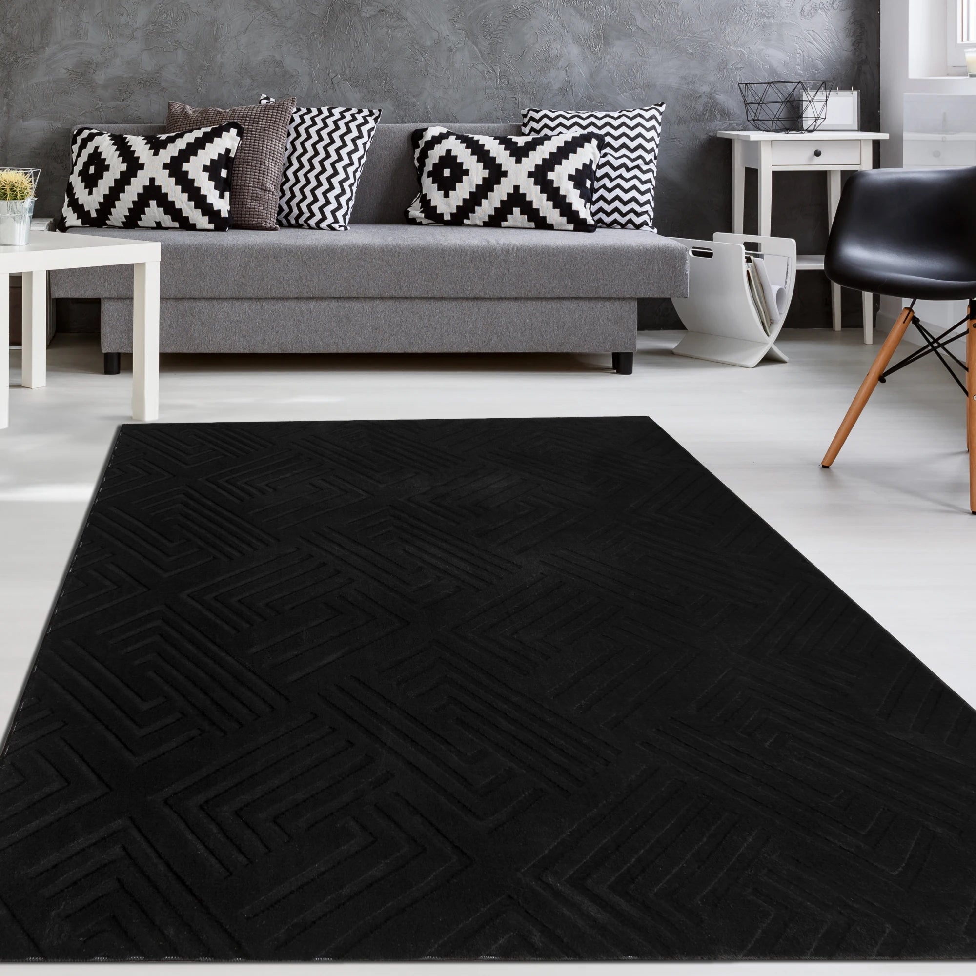 Килим лабіринт чорний