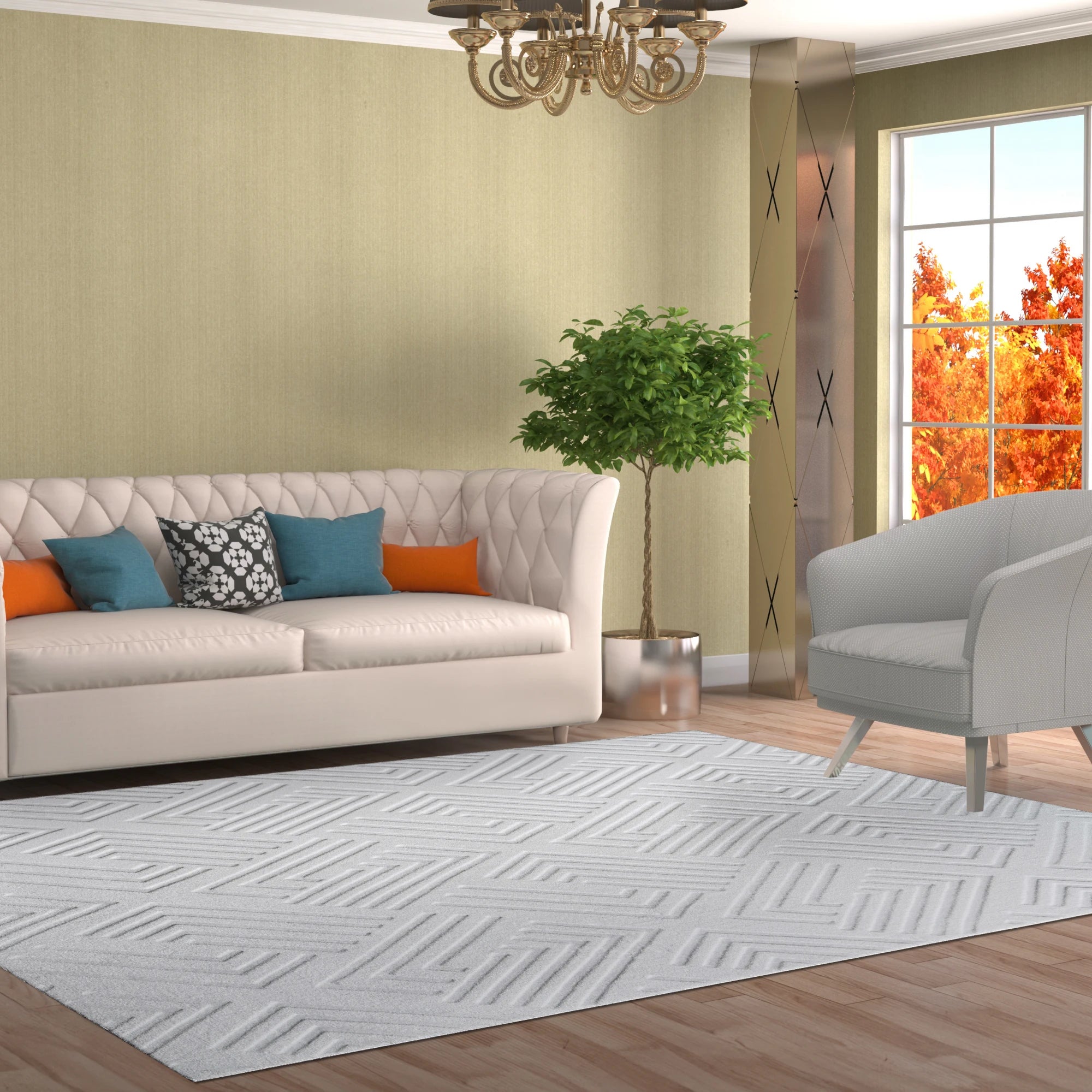 Плюшевий килим Лабіринт – Білий