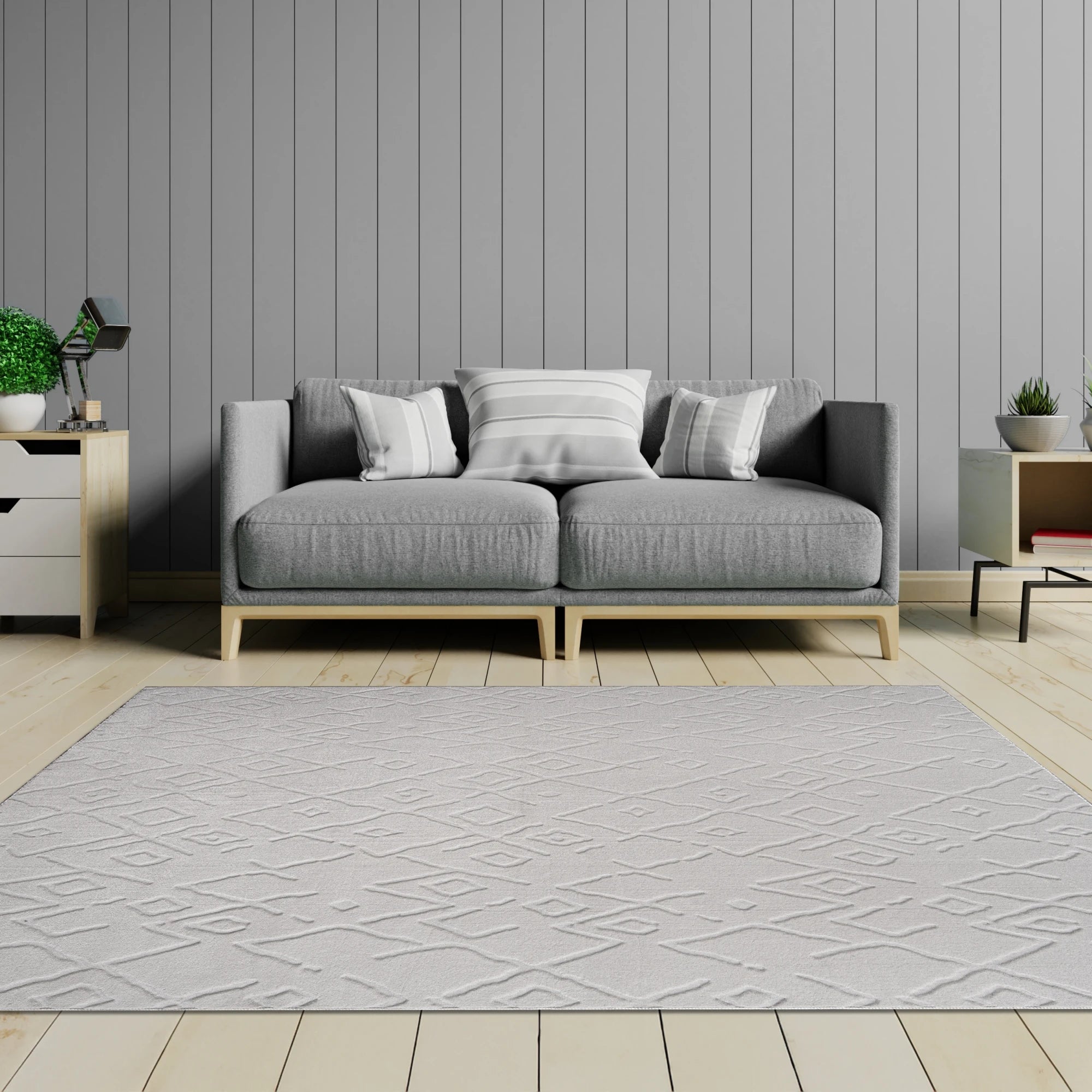 Світло сірий ромбовий килим