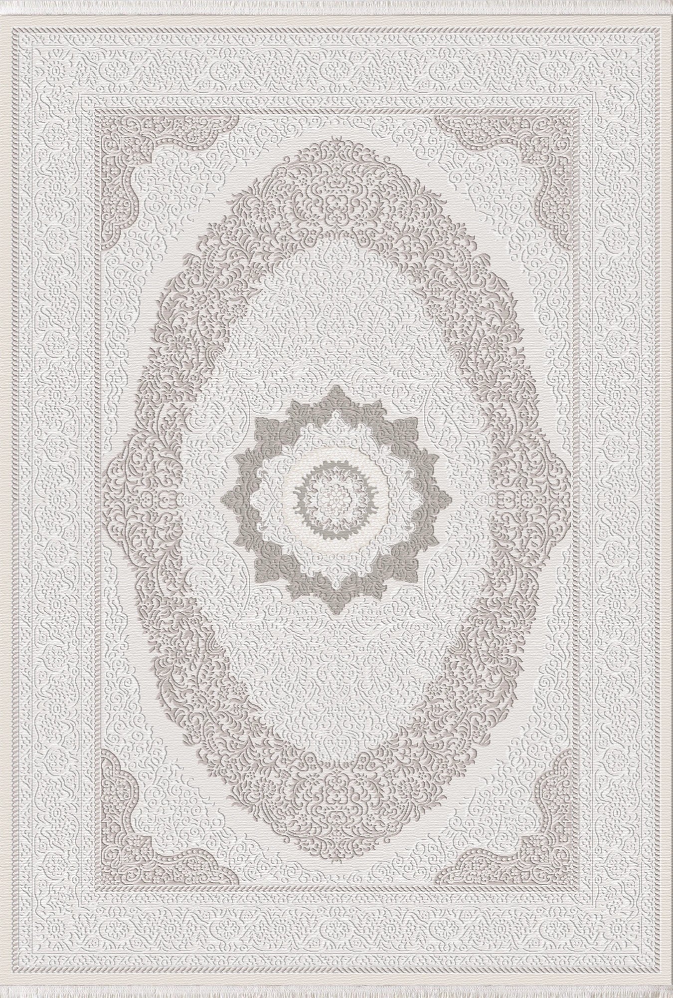 Бежевий квітковий килим-медальйон