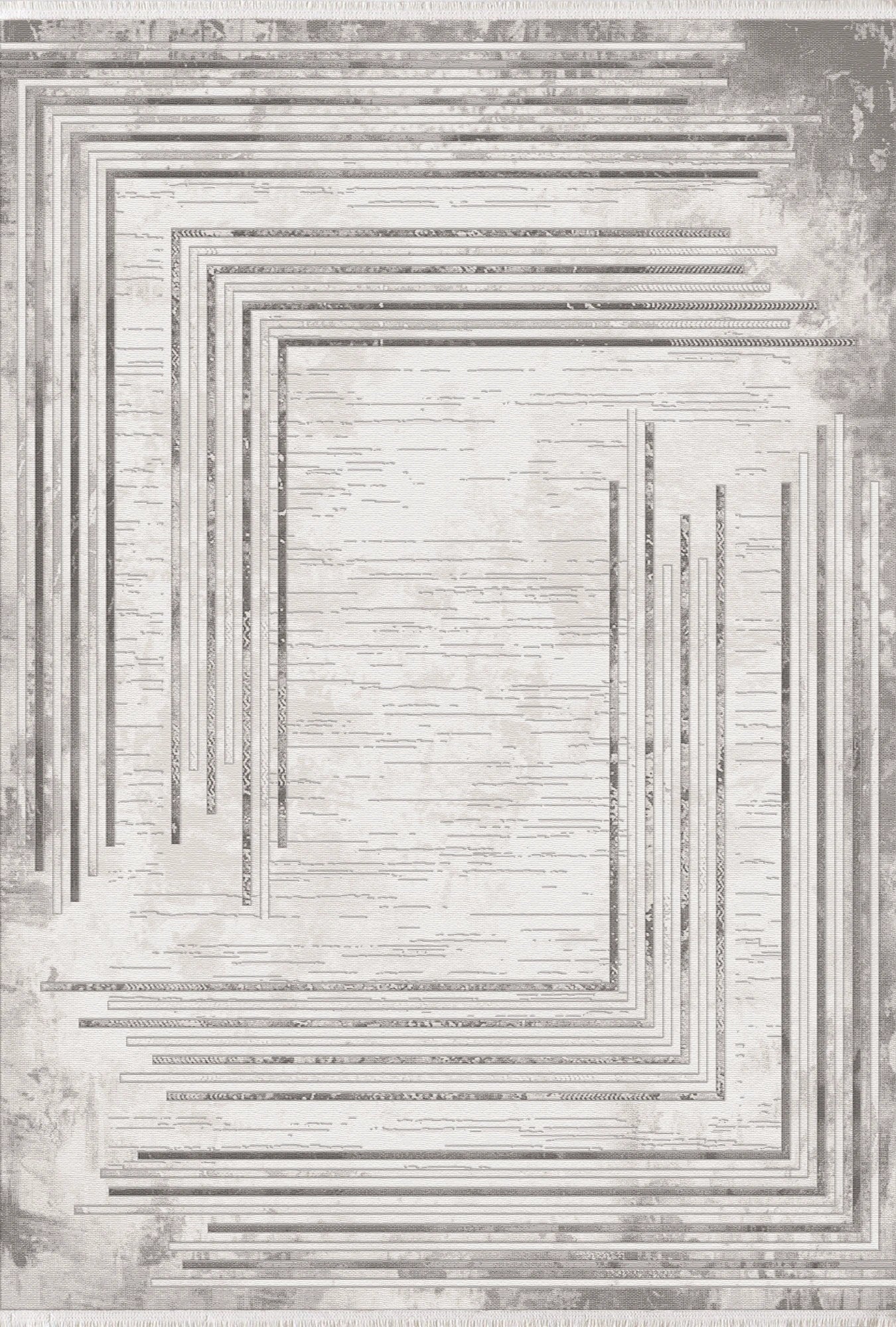 Сучасний килим з концентричними лініями бордюру | Коричневий