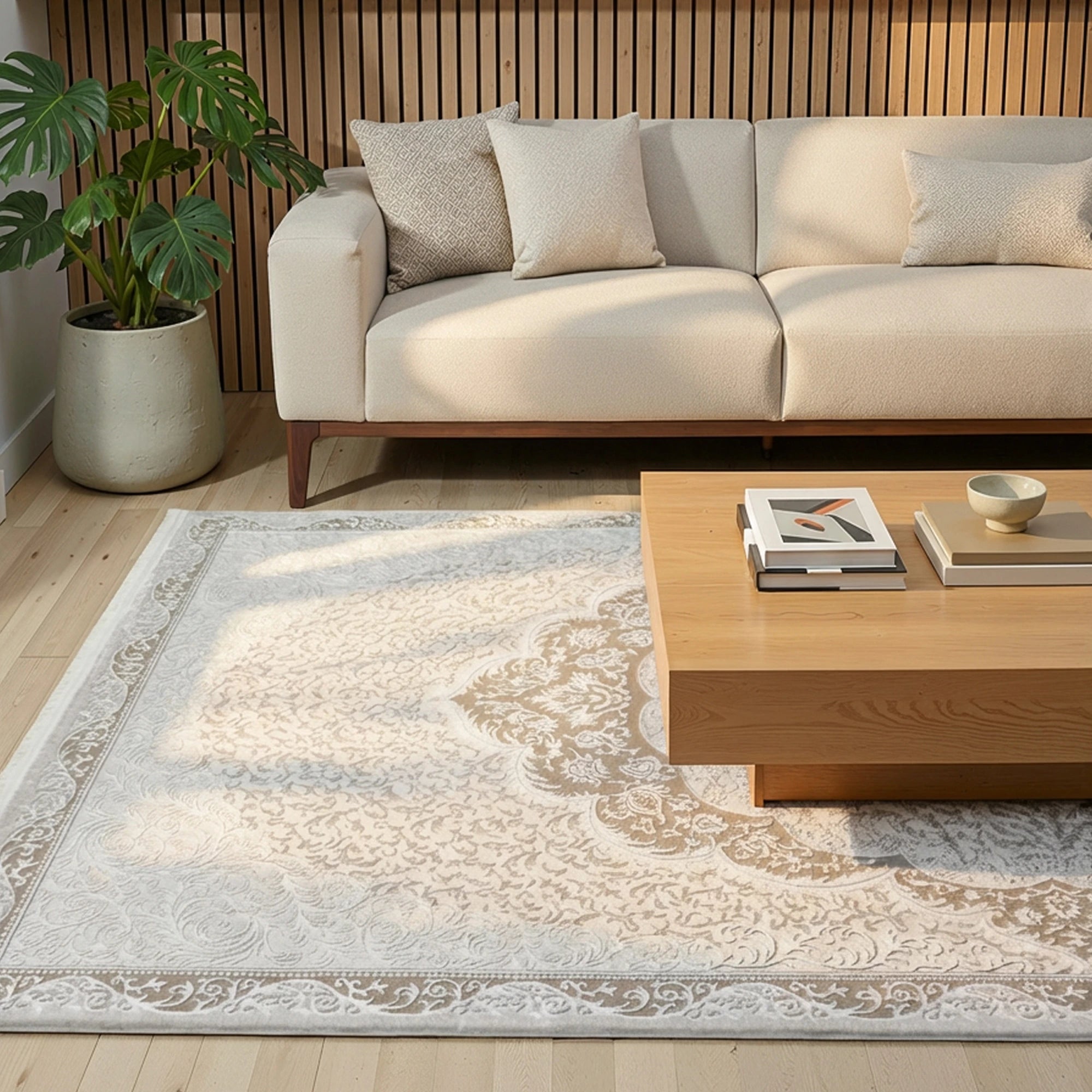 Коричневий традиційний килим-медальйон