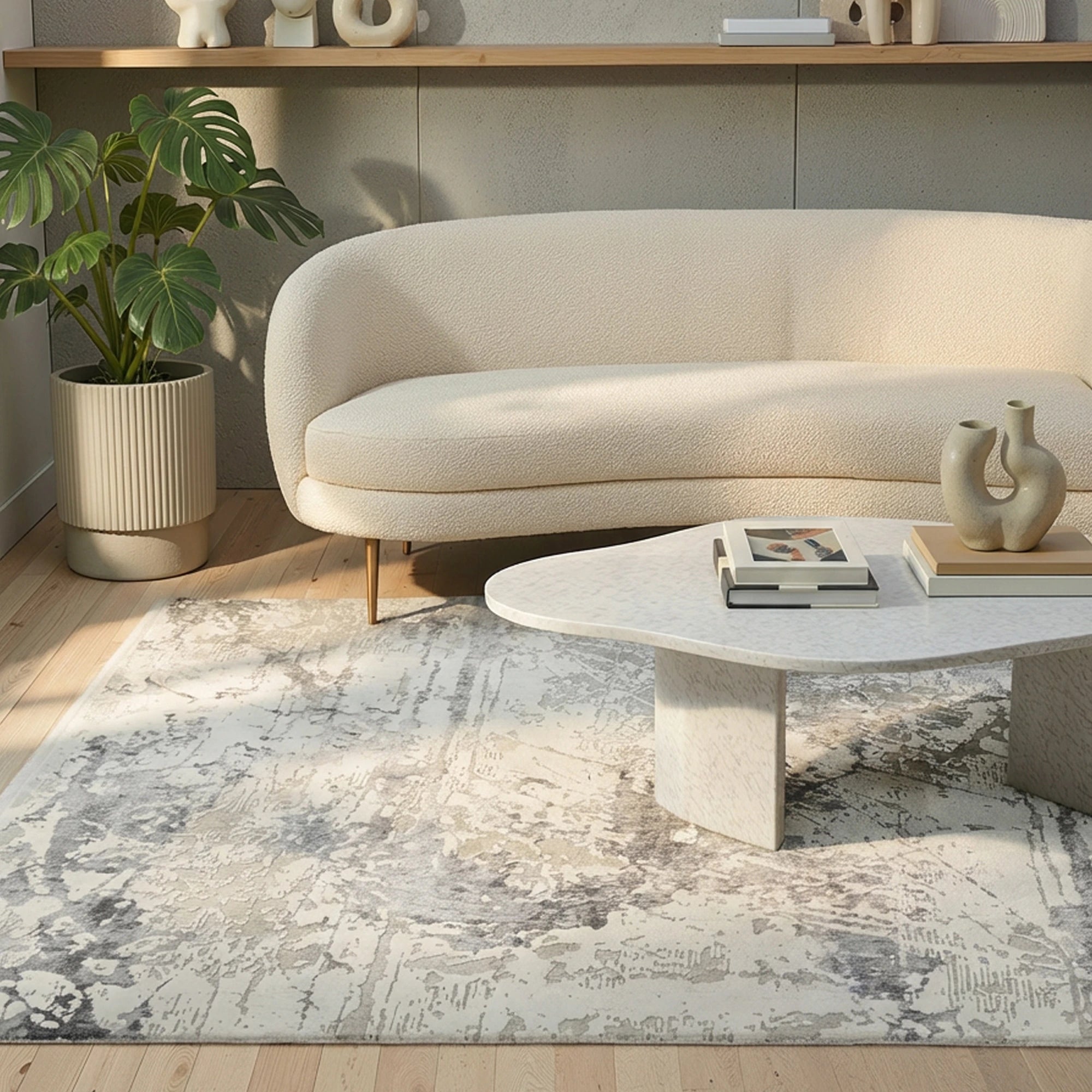 Сучасний килим з вапняковими прожилками | Сірий