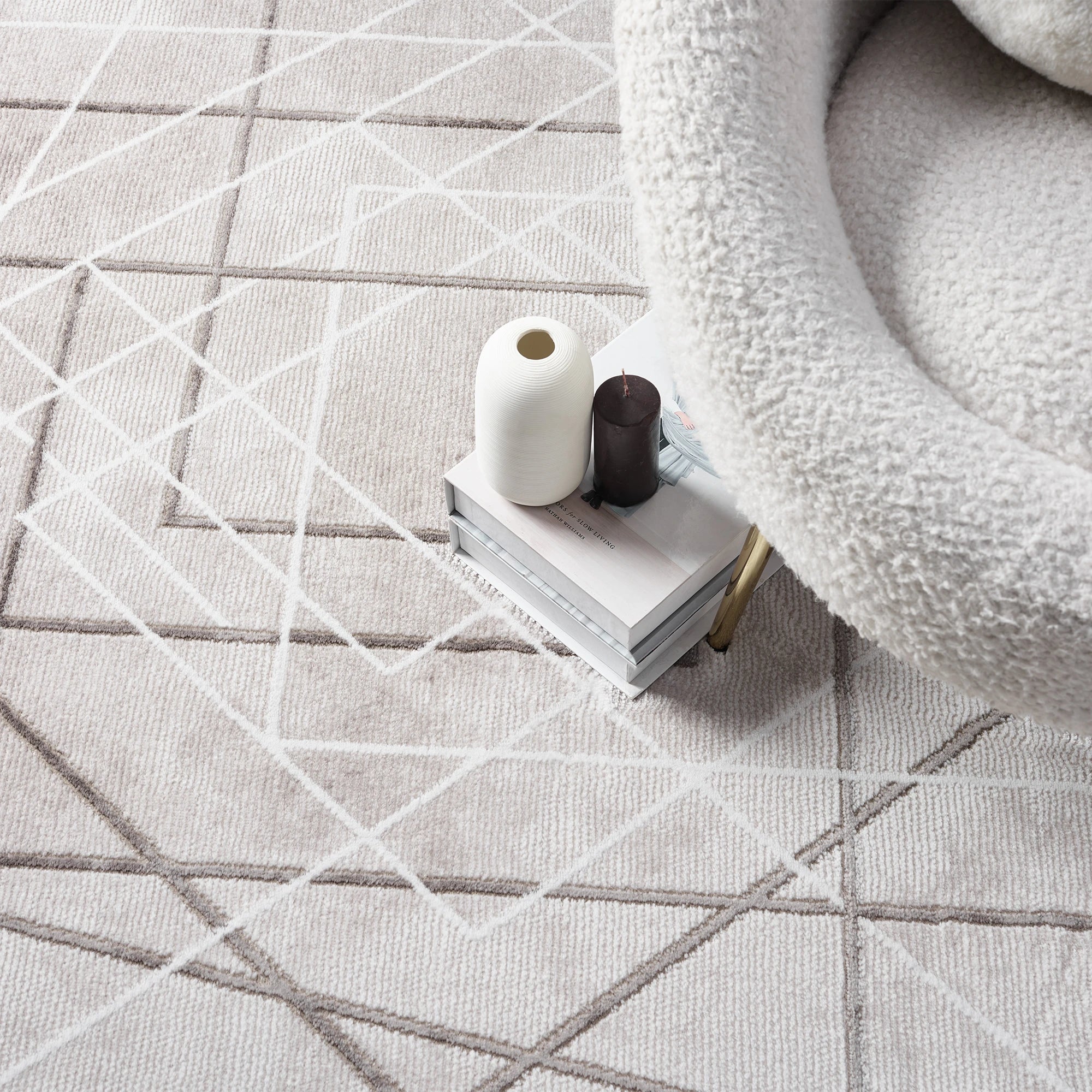 Сучасний багатошаровий геометричний абстракційний килим | Коричневий