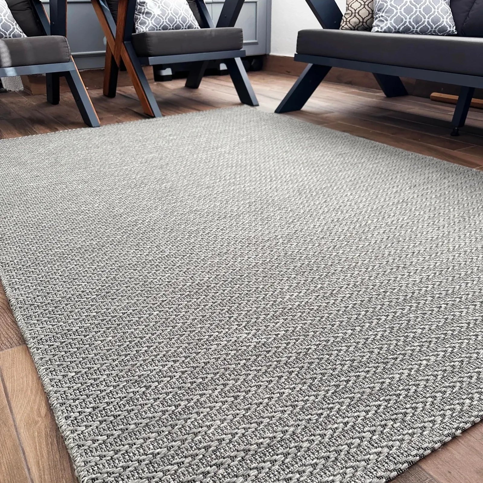 Knitted Pattern Zigzag Sisal Rug Gray - Bella Rugs