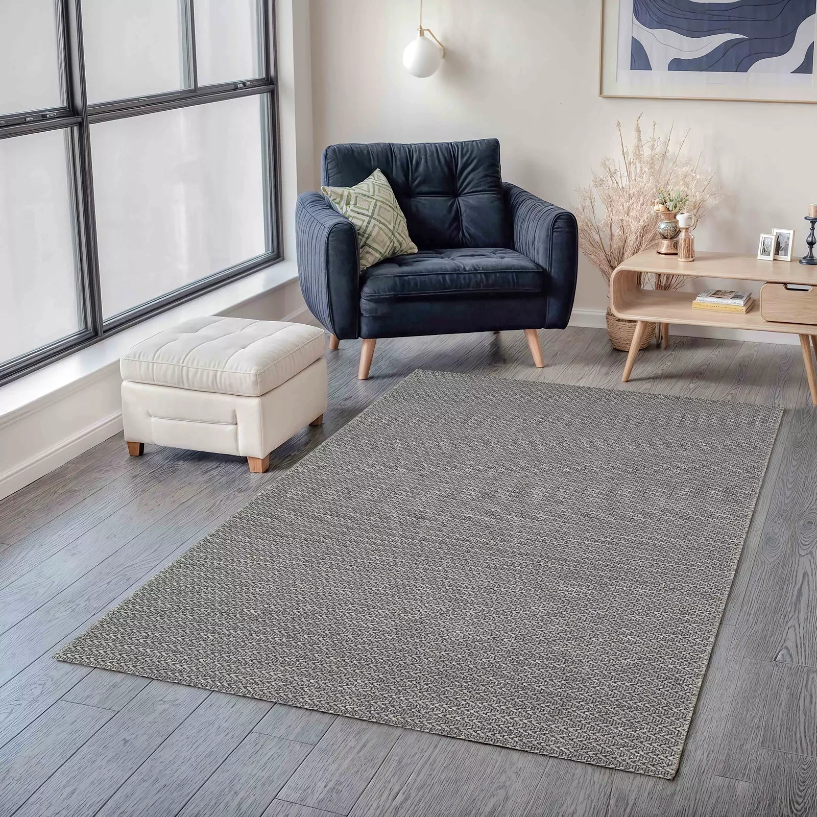 Knitted Pattern Zigzag Sisal Rug Gray - Bella Rugs