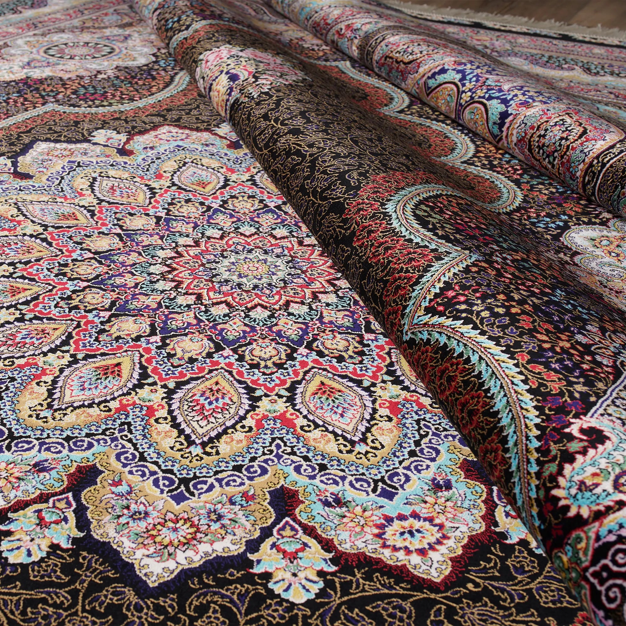 Vintage-Inspired Artistic Handmade Silk Rug - Bella Rugs