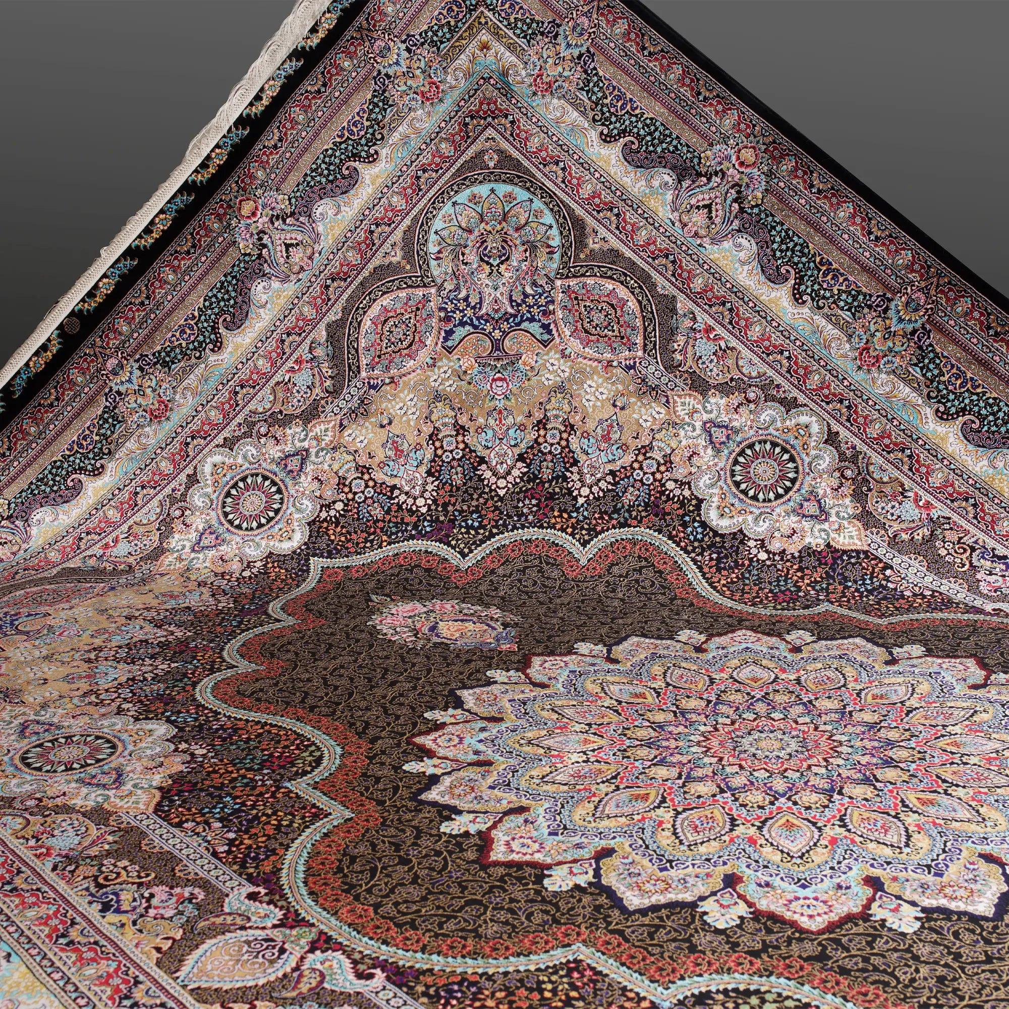 Vintage-Inspired Artistic Handmade Silk Rug - Bella Rugs