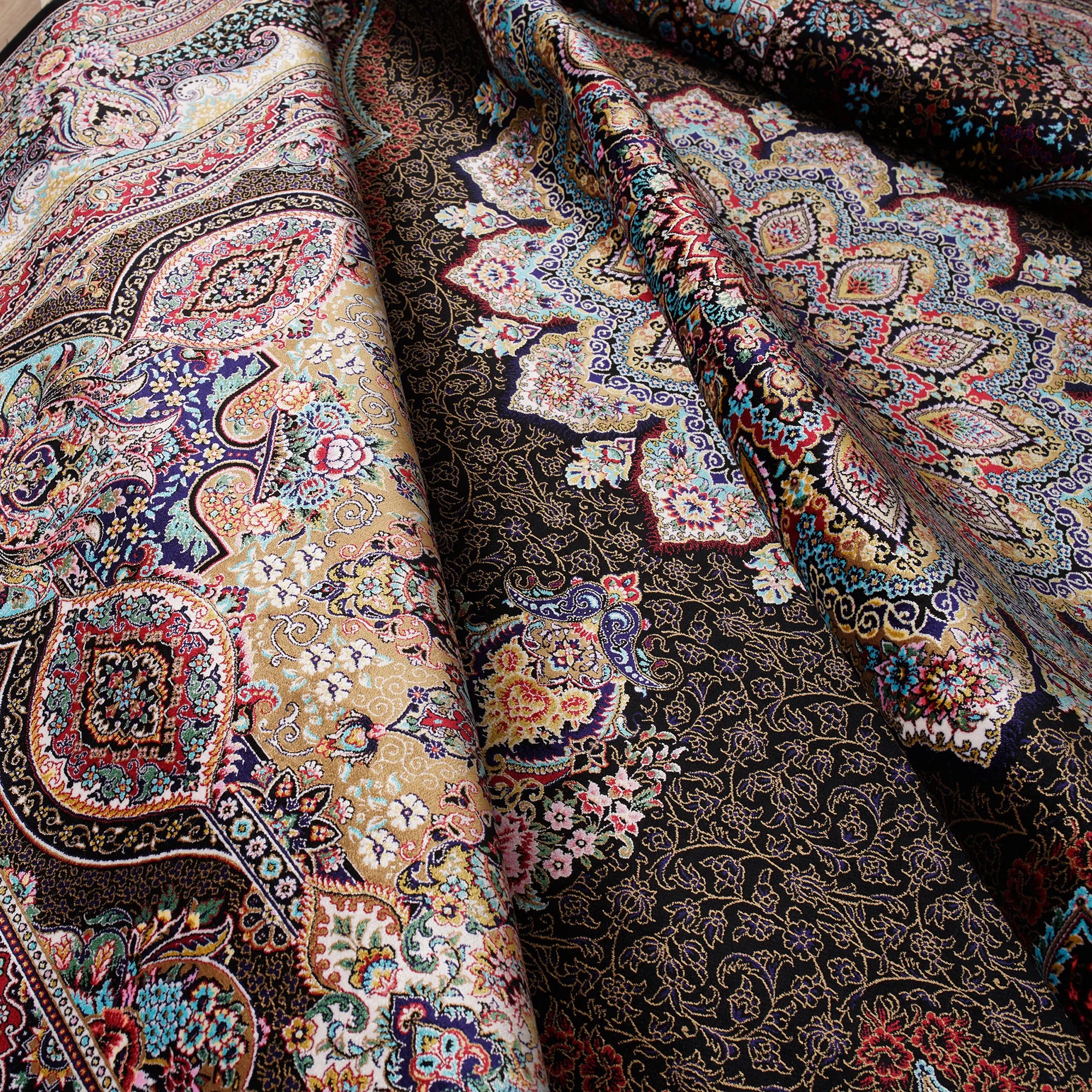 Vintage-Inspired Artistic Handmade Silk Rug - Bella Rugs