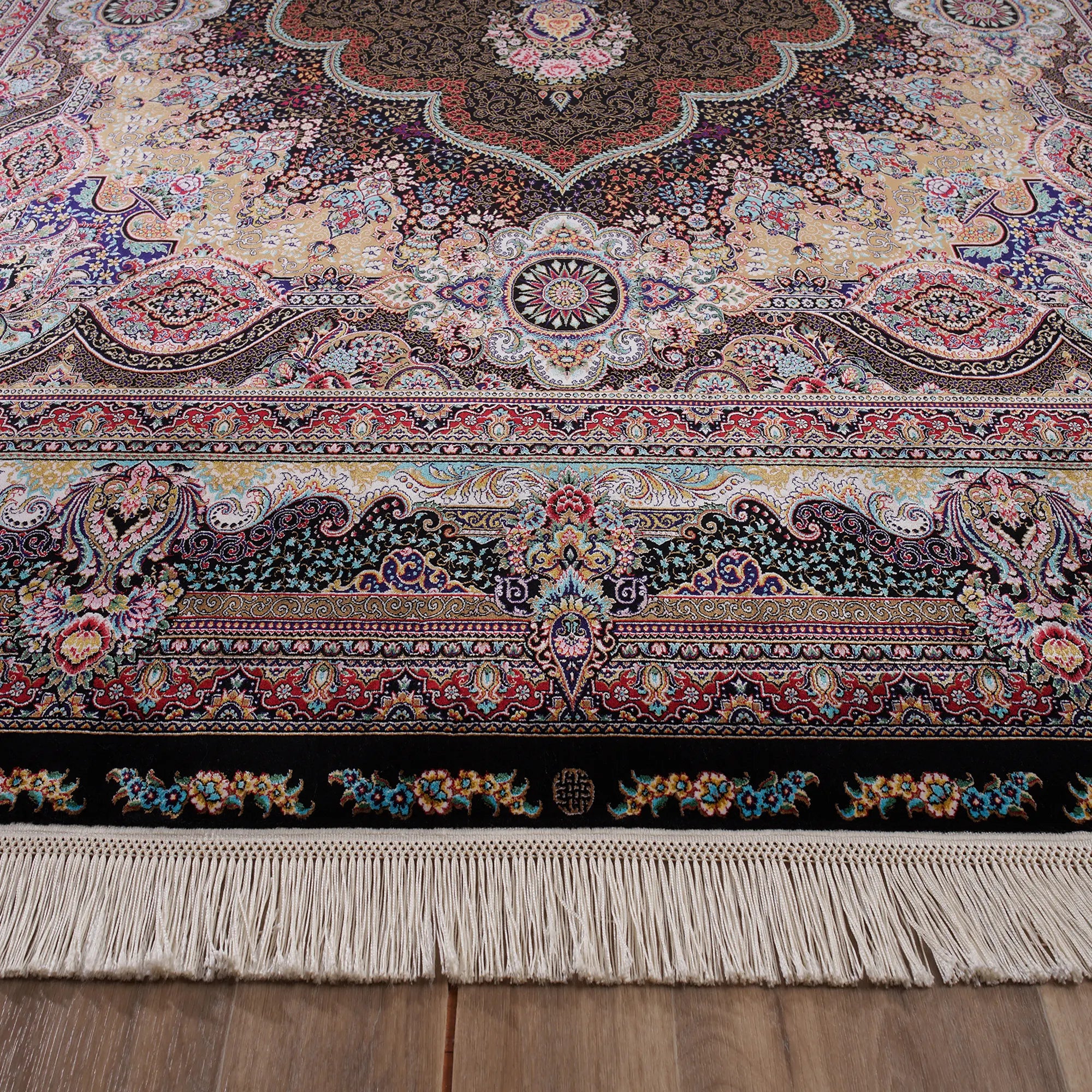 Vintage-Inspired Artistic Handmade Silk Rug - Bella Rugs