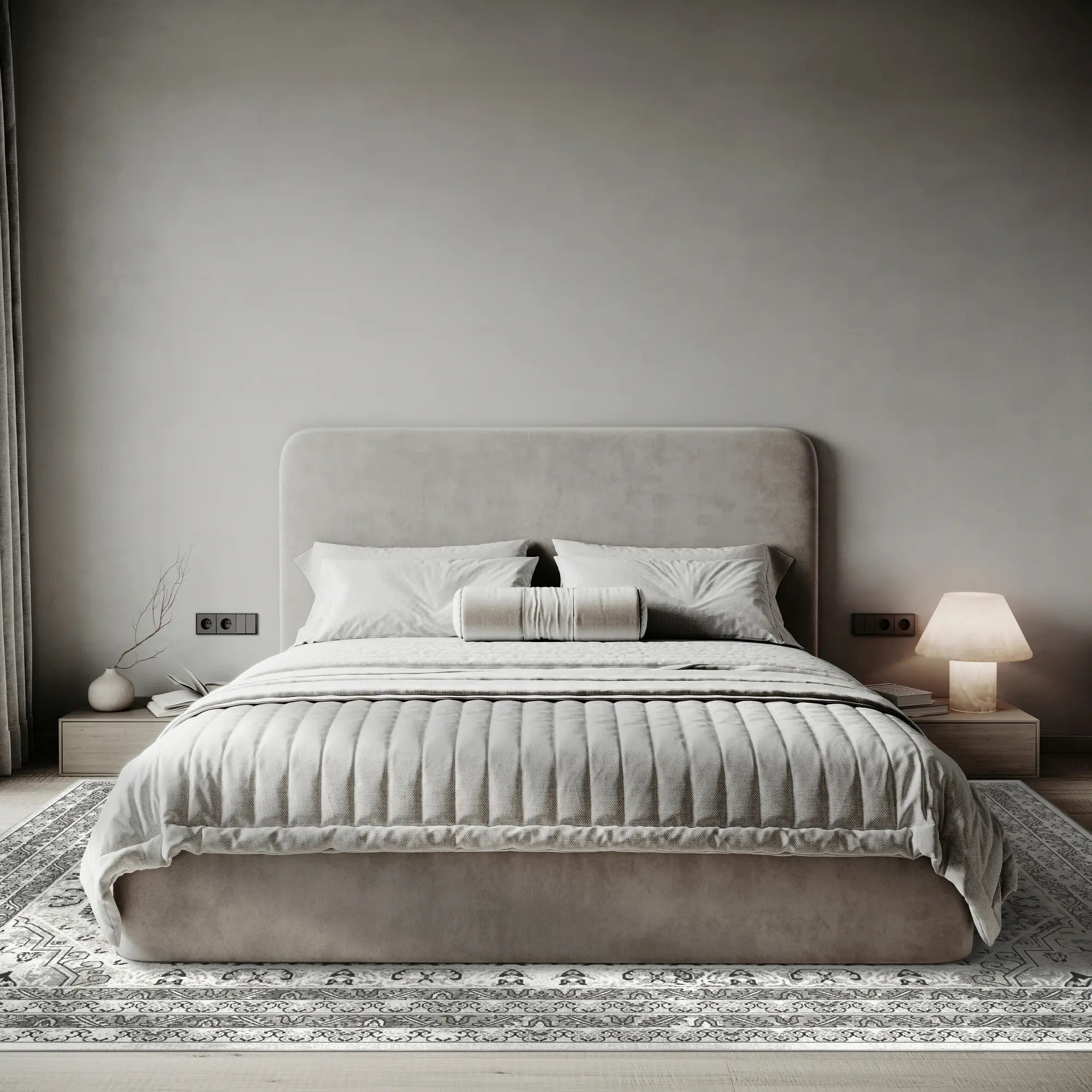 Вінтажний сірий килим-медальйон