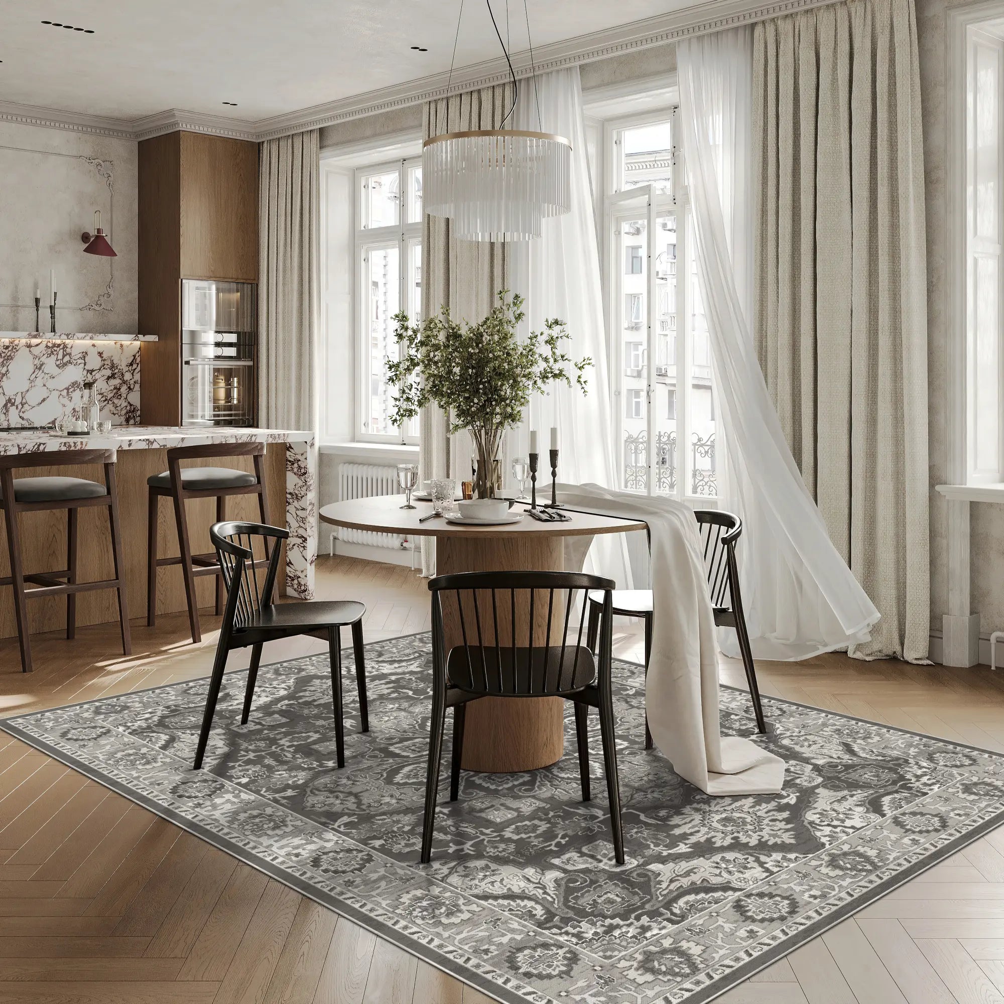 Килим Regency Ornate Medallion Charcoal