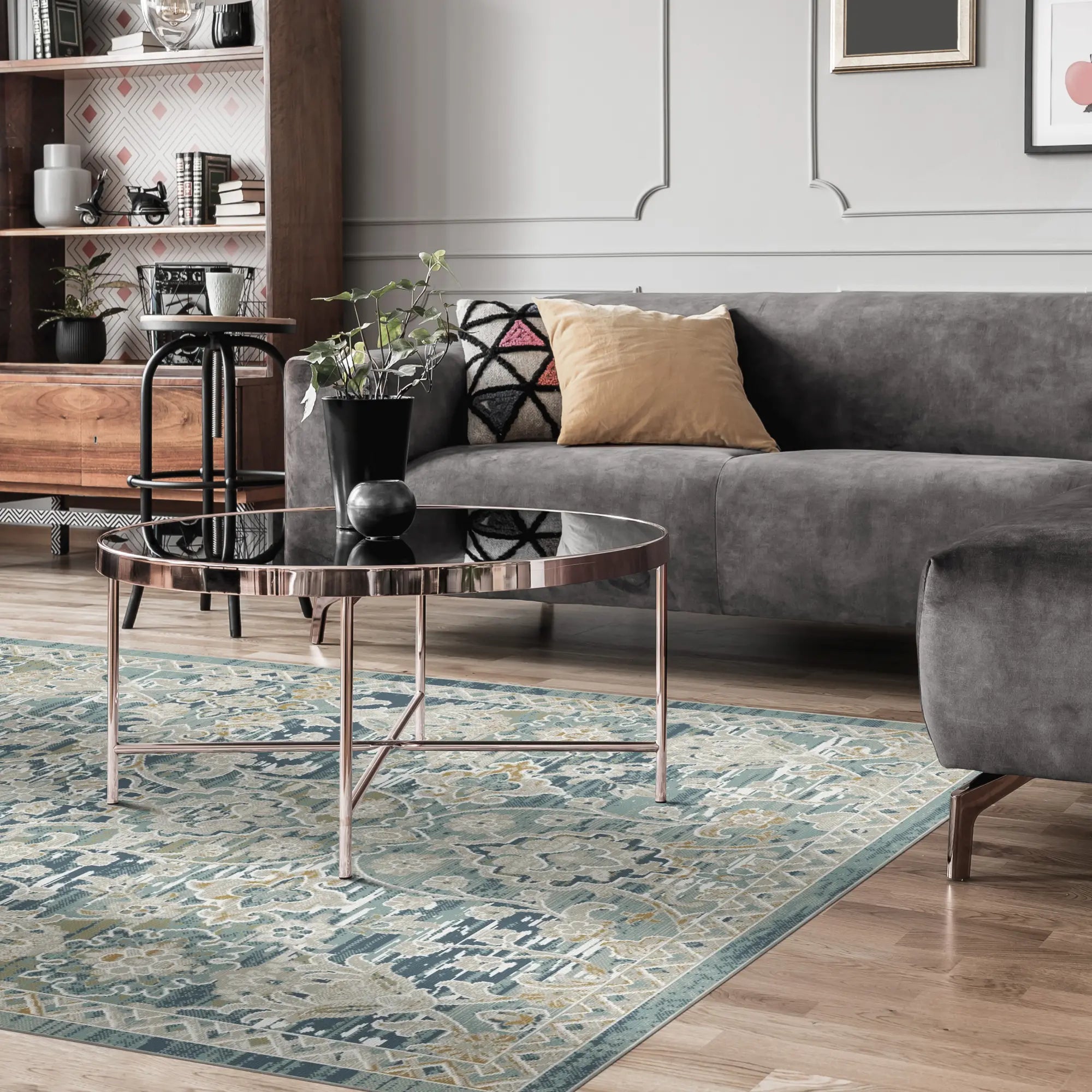 Килим Dynasty Distressed Trellis Blue