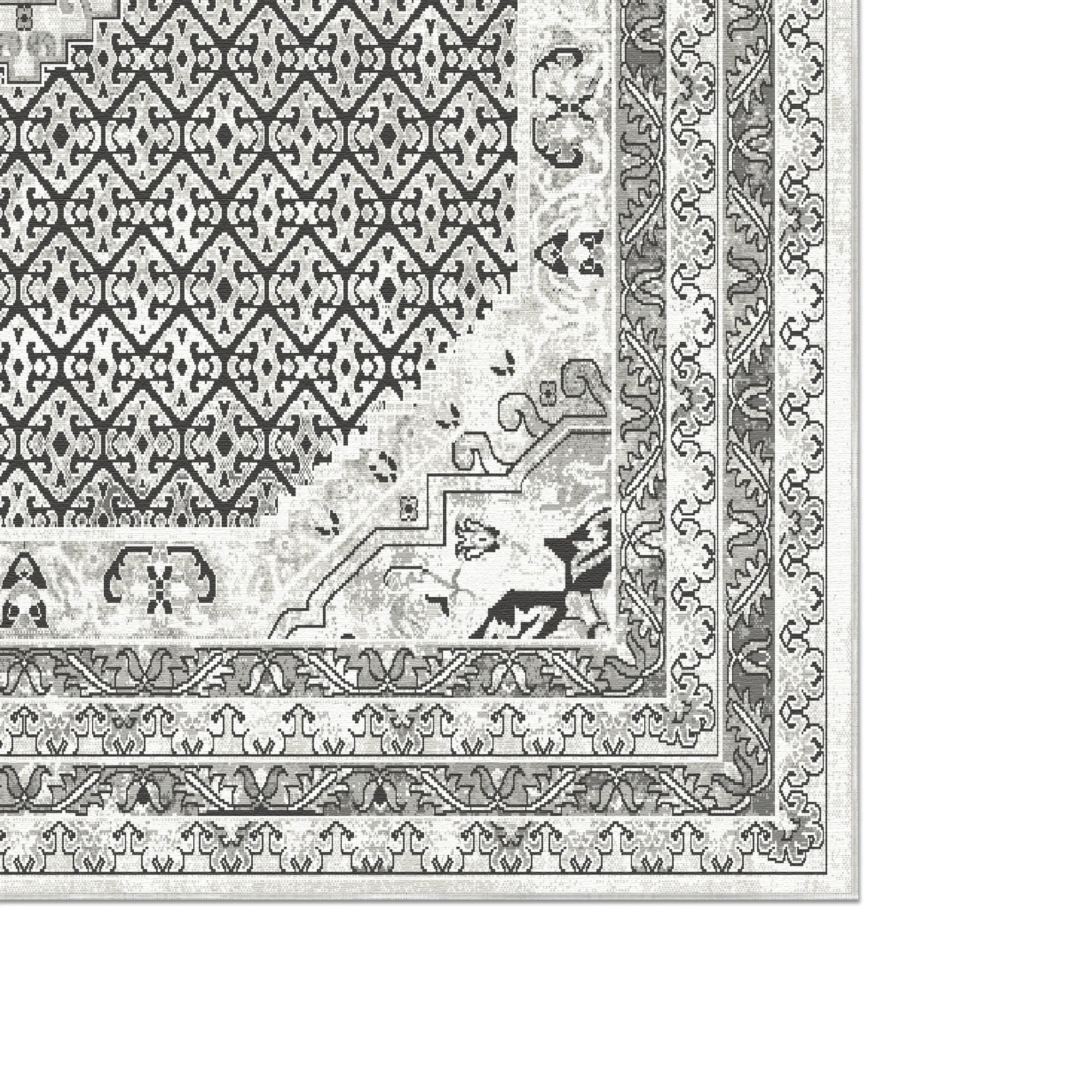 Вінтажний сірий килим-медальйон