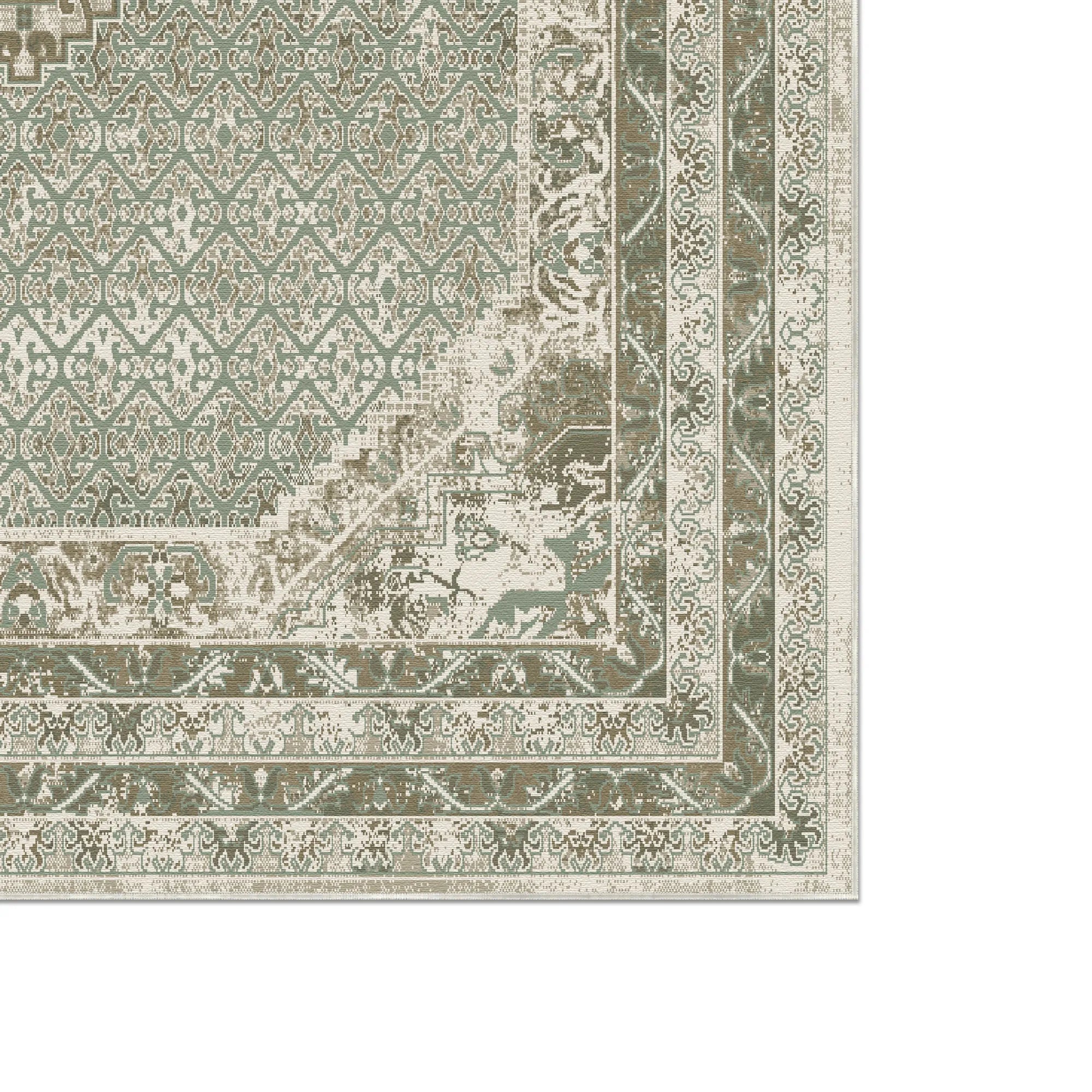 Вінтажний зелений килим-медальйон