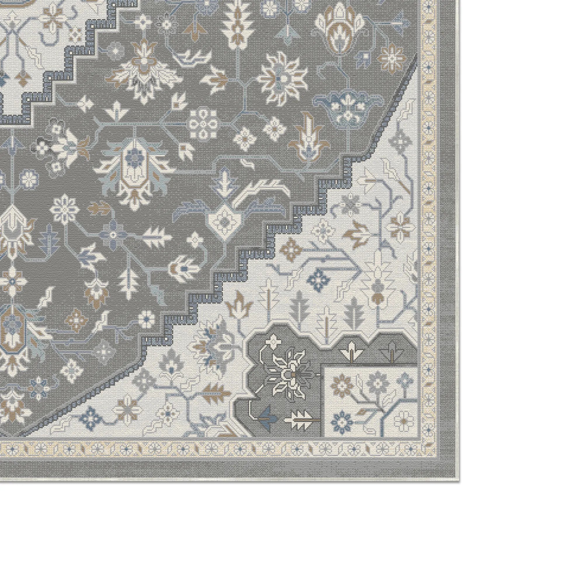 Перлинно срібний килим медальйон