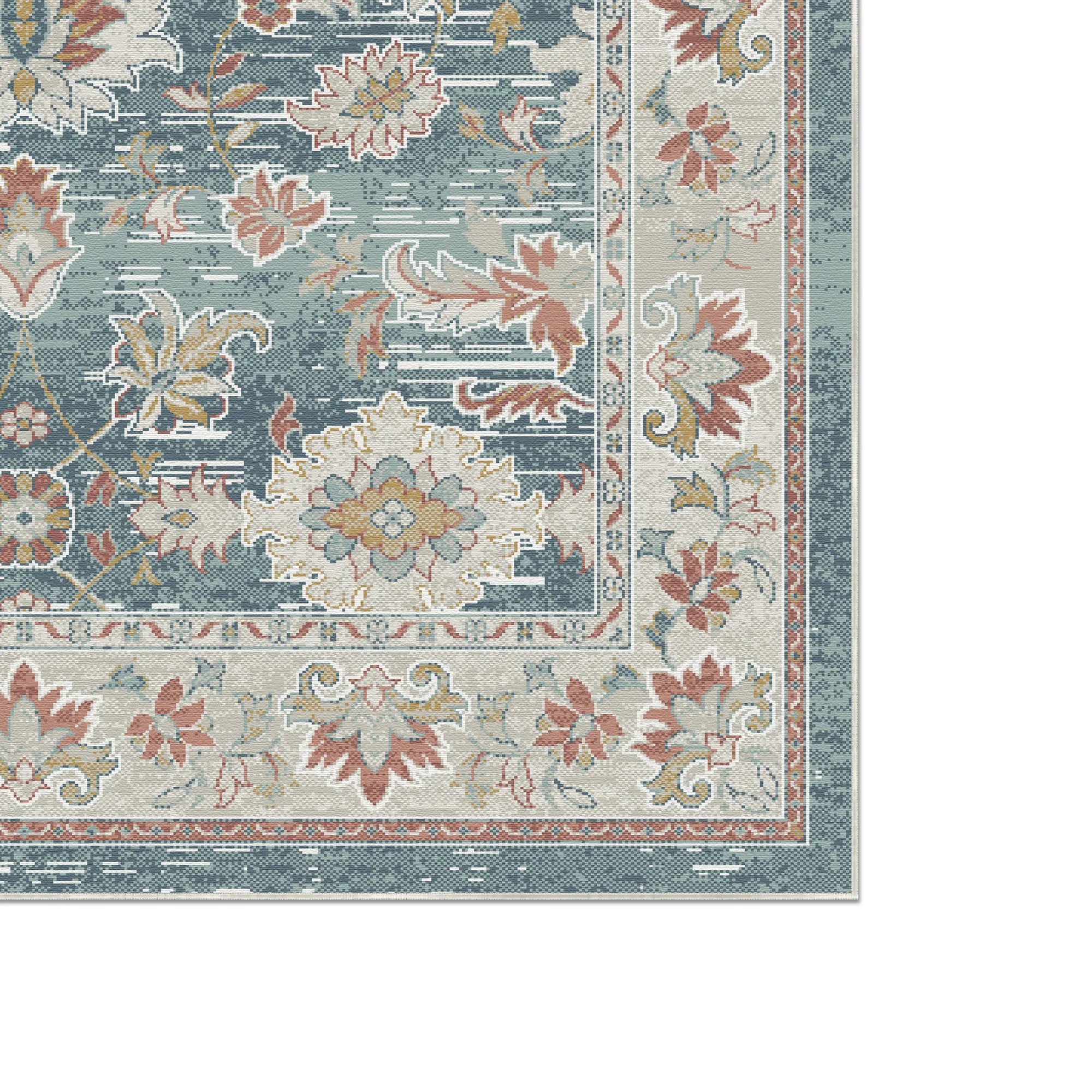 аура дистресований квітковий бірюзовий