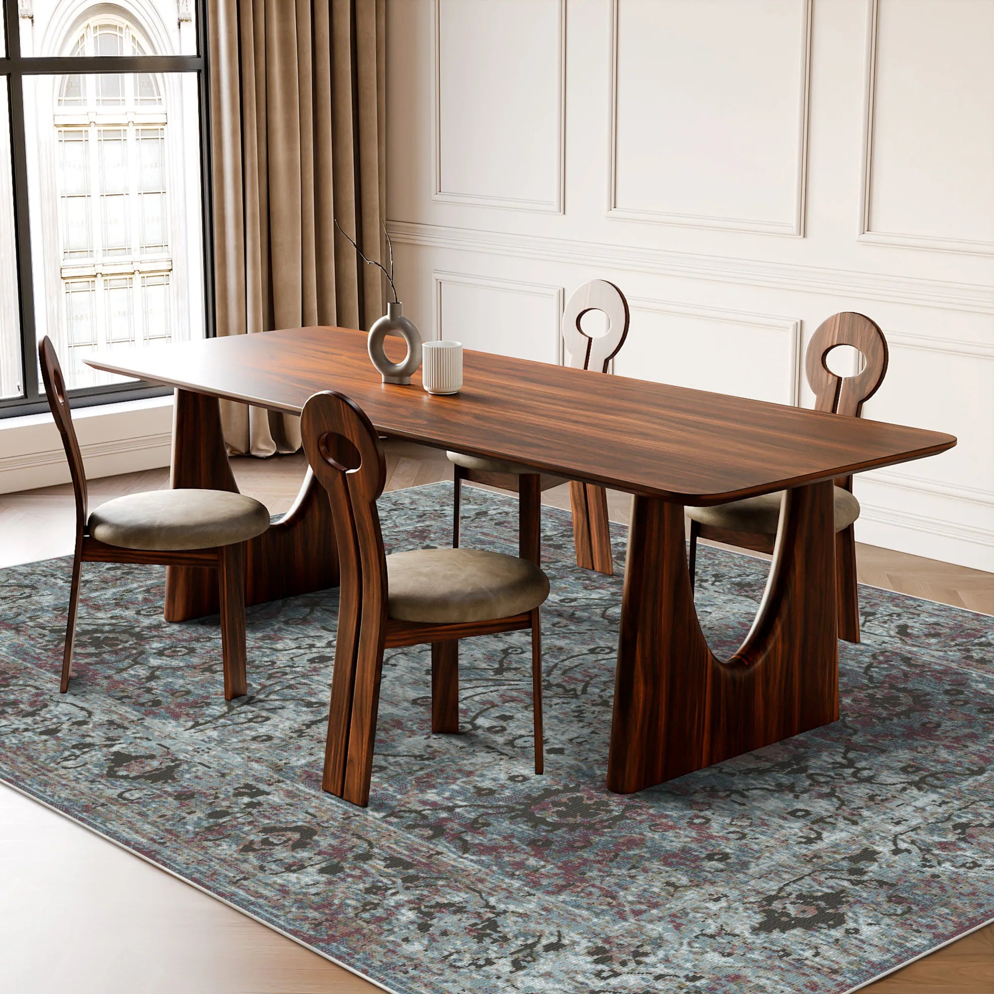 Килим з квітковим принтом Каннський туман