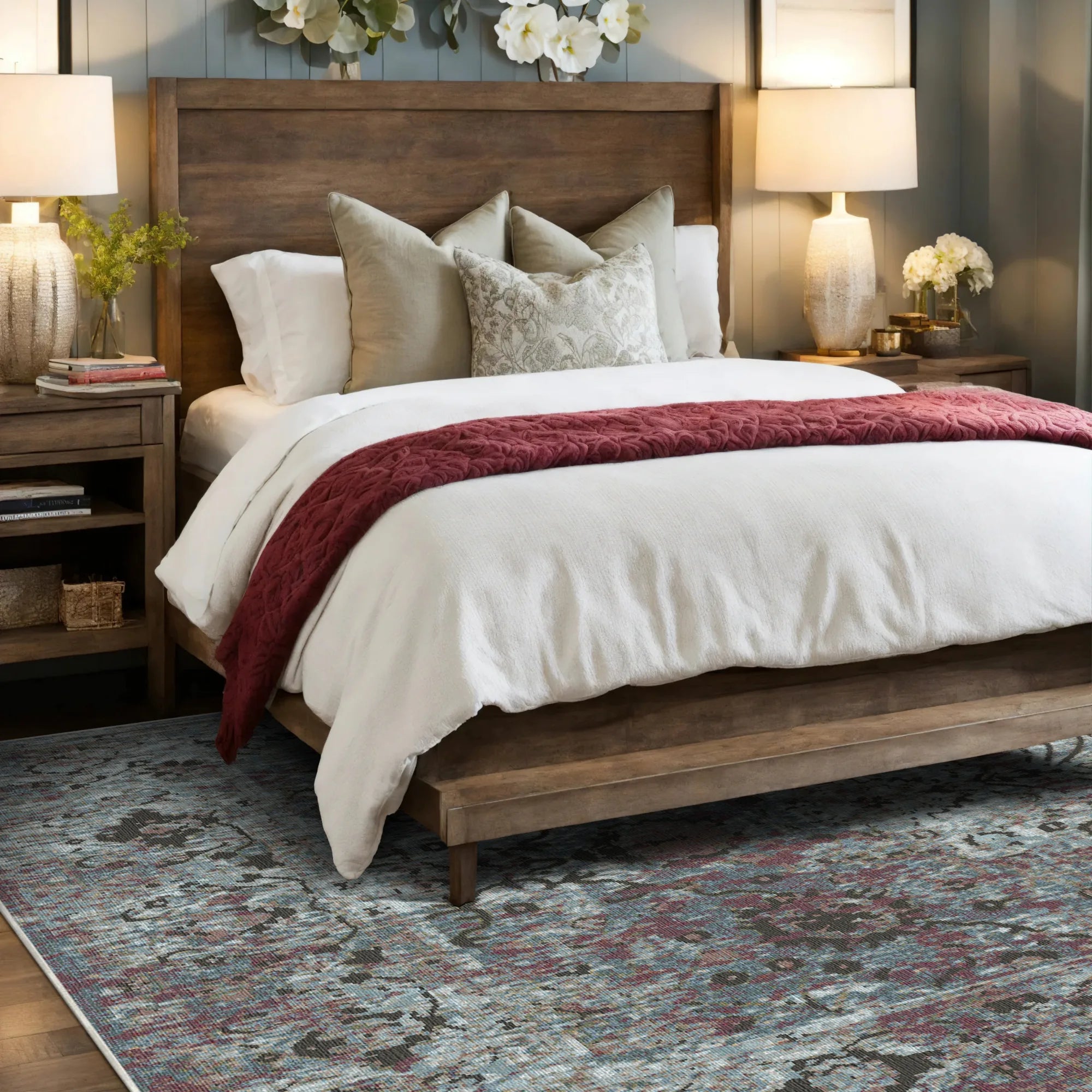 Килим з квітковим принтом Каннський туман