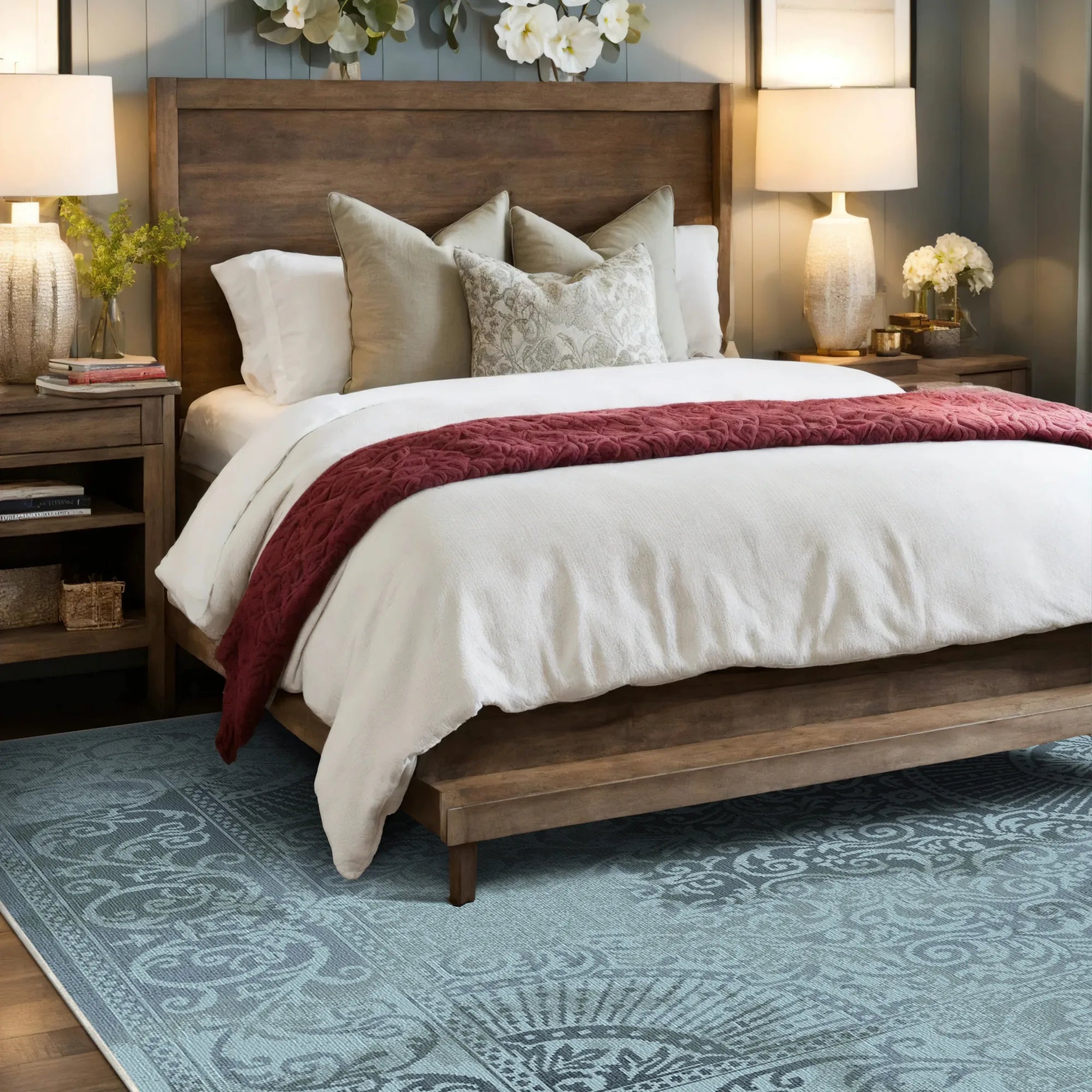 Килим медальйон Венеція Аквамарин Бароковий