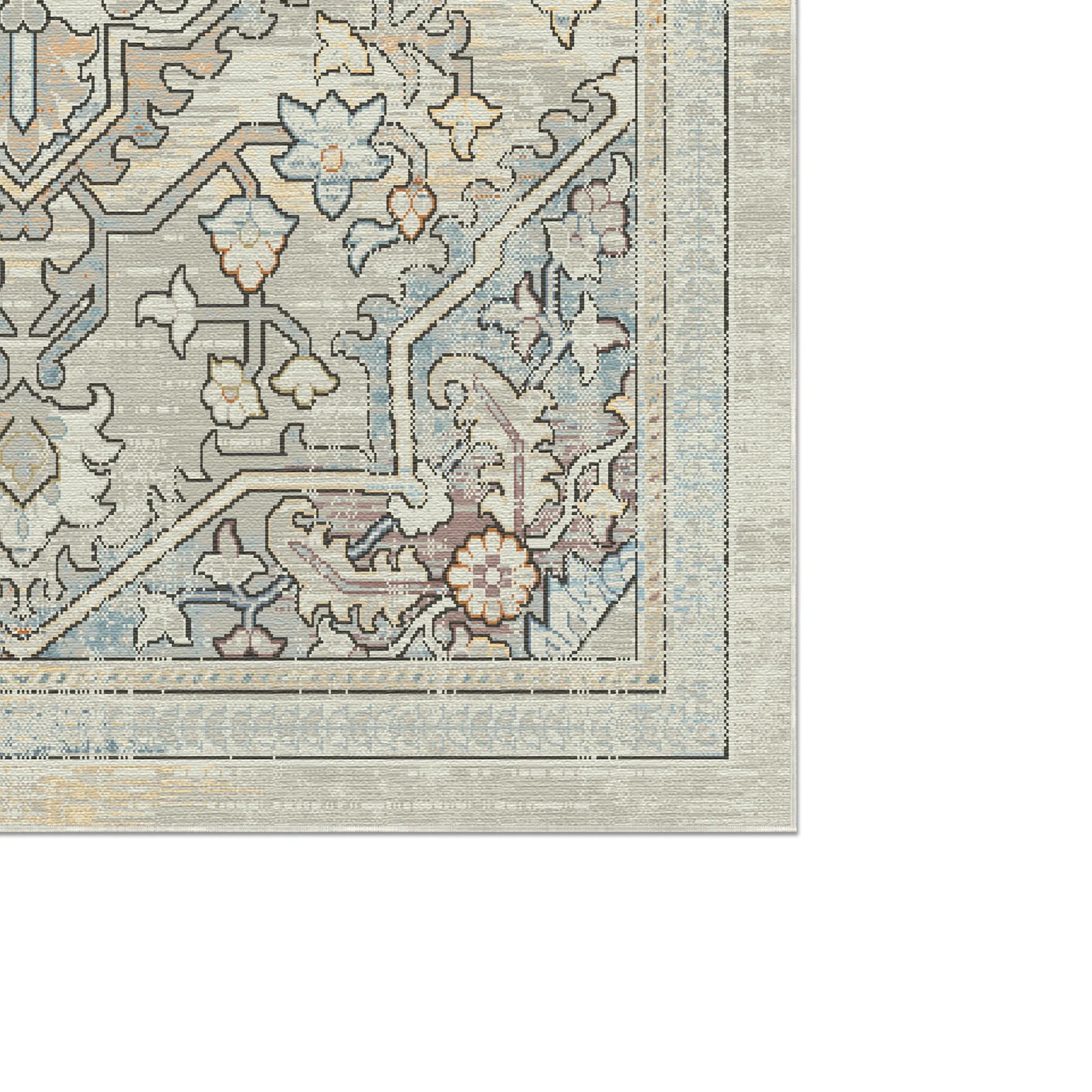 Вінтажний килим із вицвілим медальйоном Sage