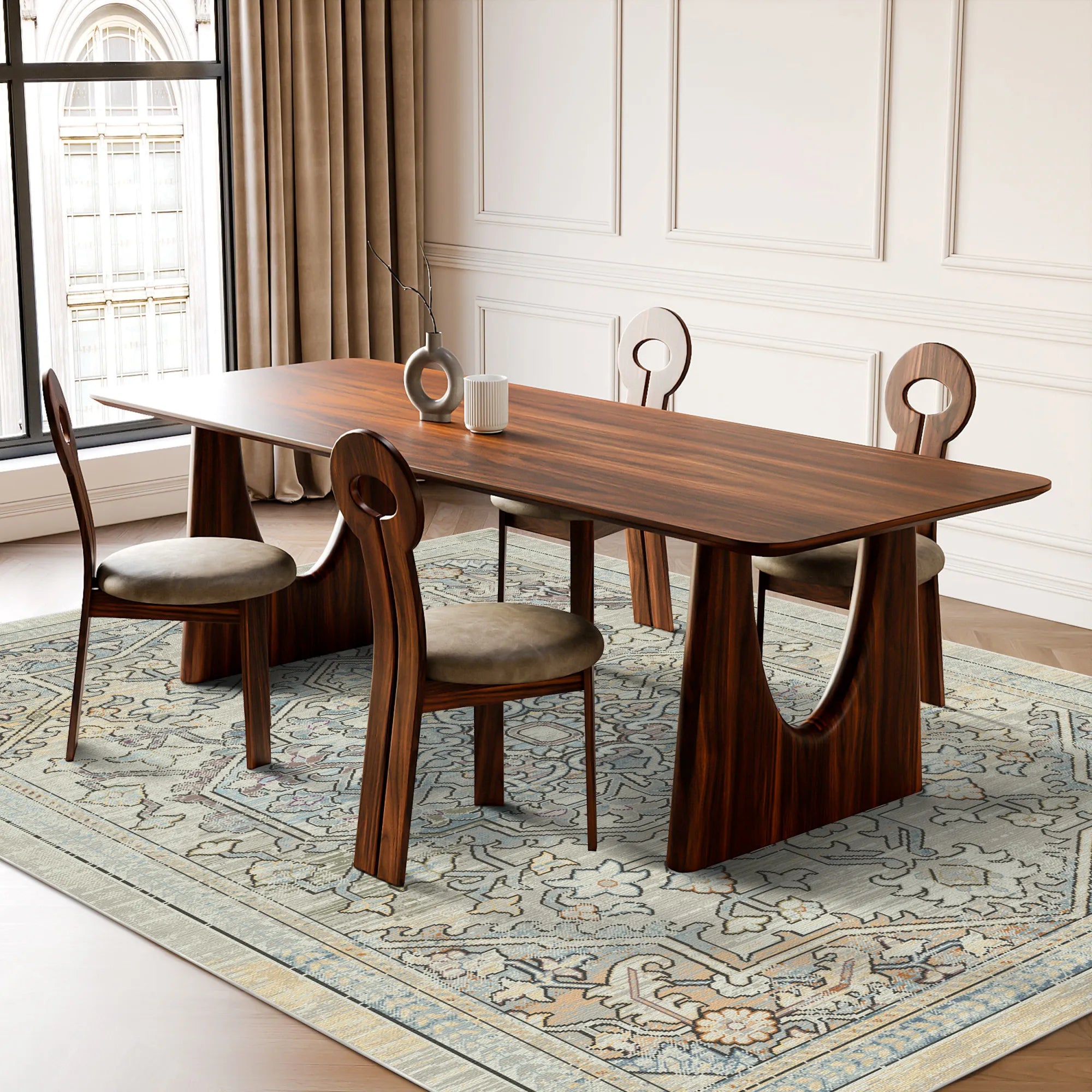 Вінтажний килим із вицвілим медальйоном Sage