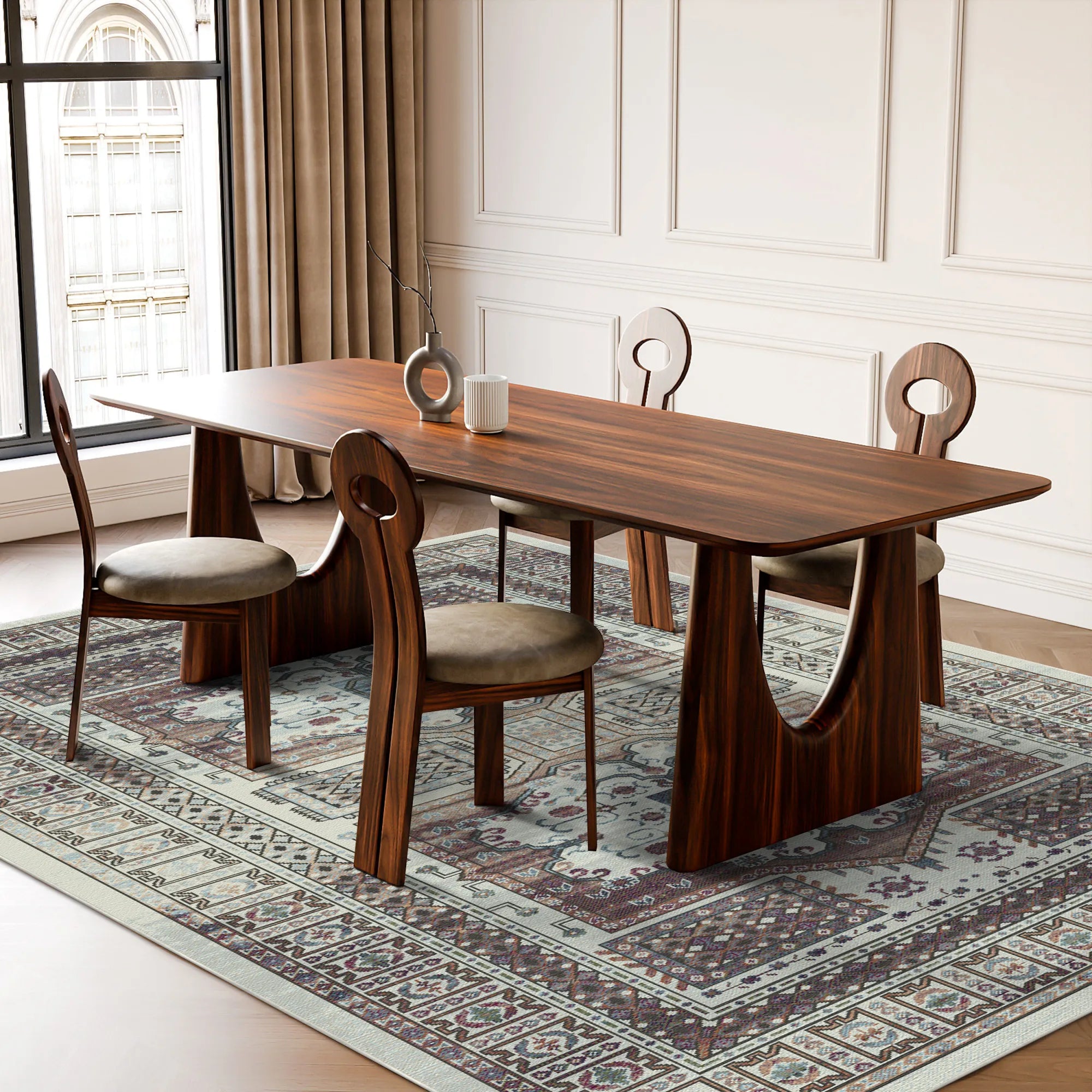 Етнічний килим Samarkand Ivory з медальйоном