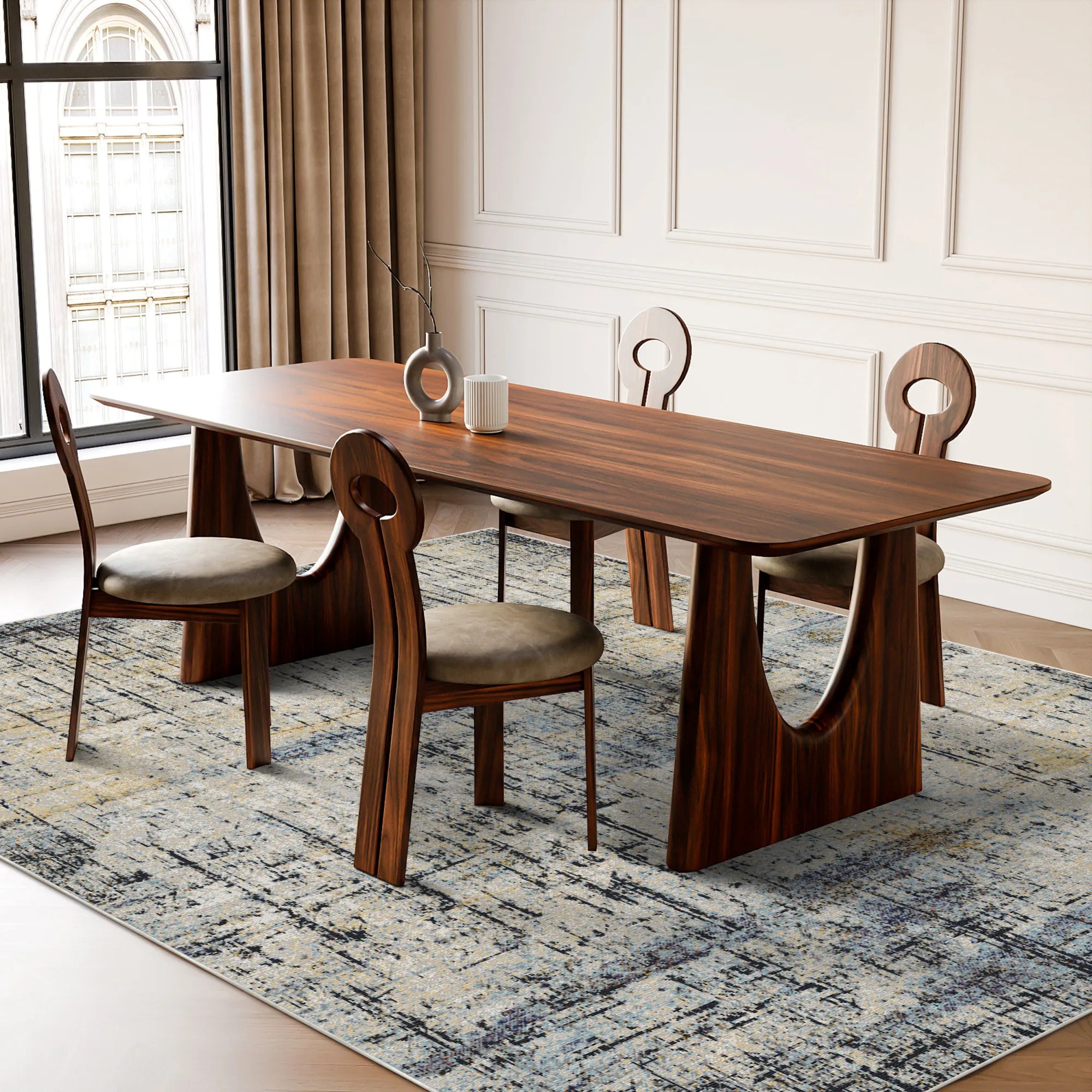 Вінтажний синій квітковий килимок-решітка