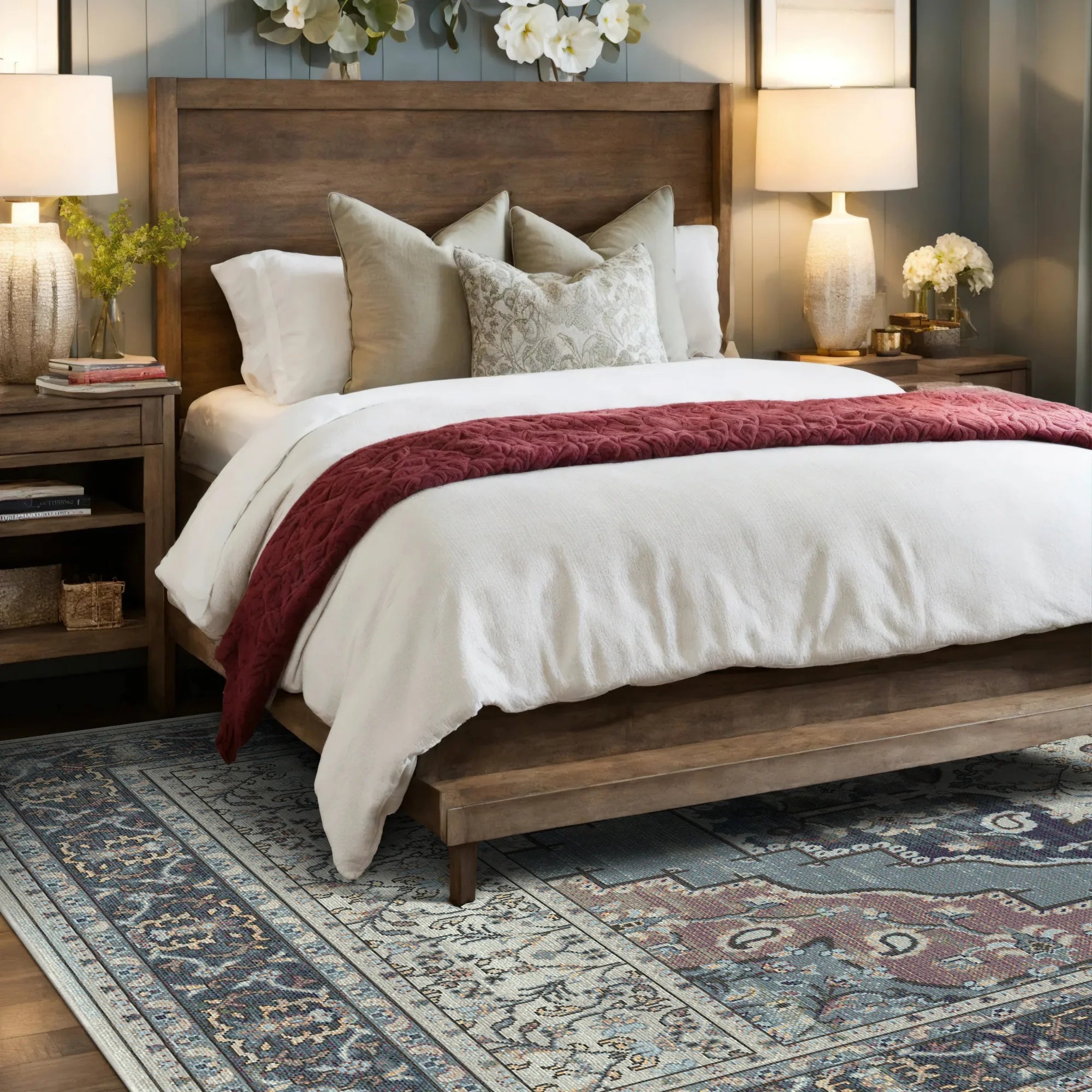 Килим Loom Azure Paisley з квітковим принтом