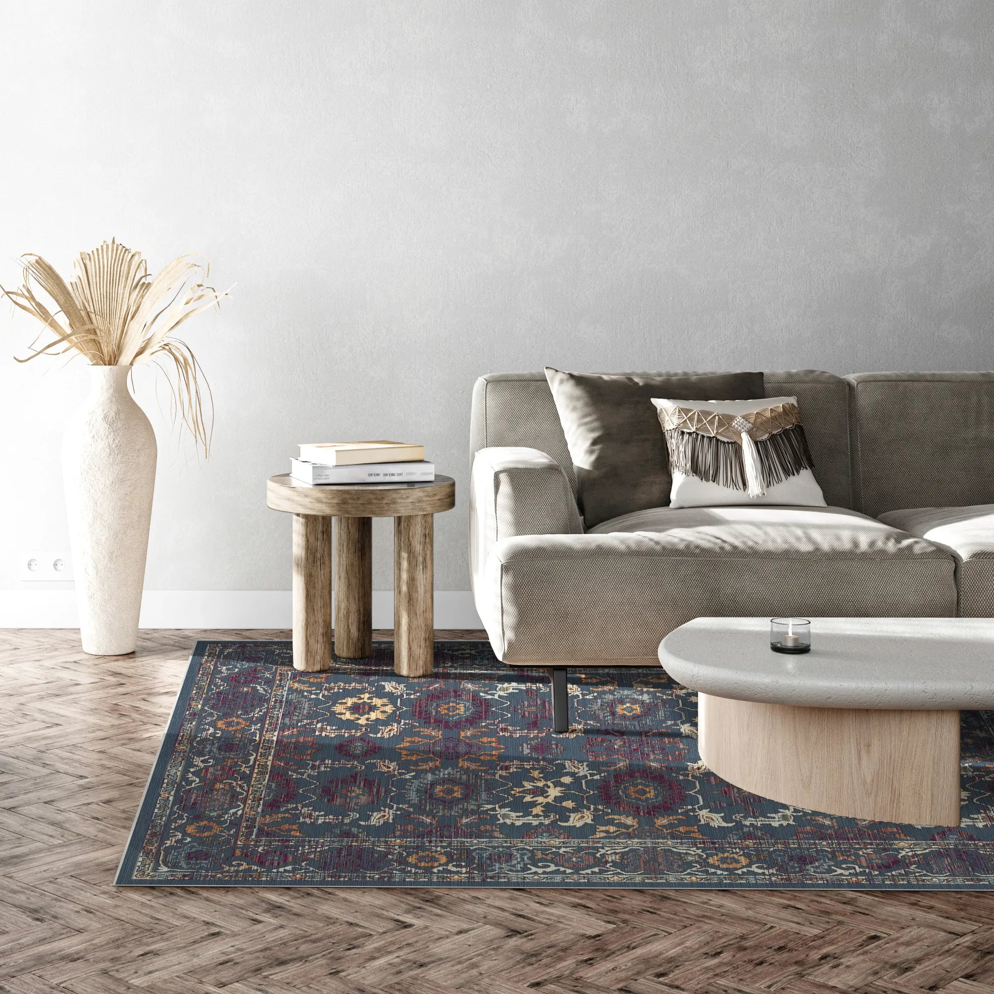 Античний квітковий килим індиго Пальметта