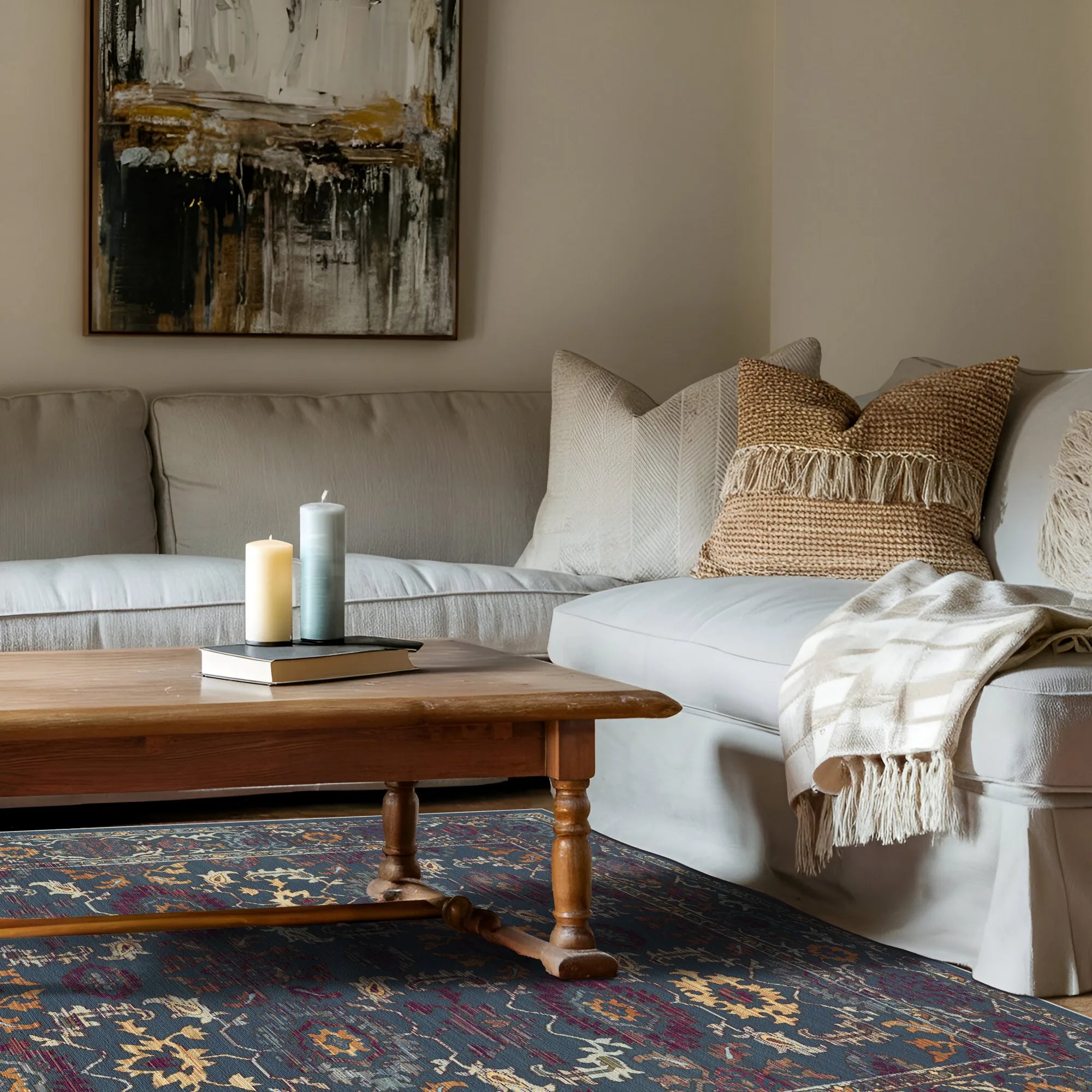 Античний квітковий килим індиго Пальметта