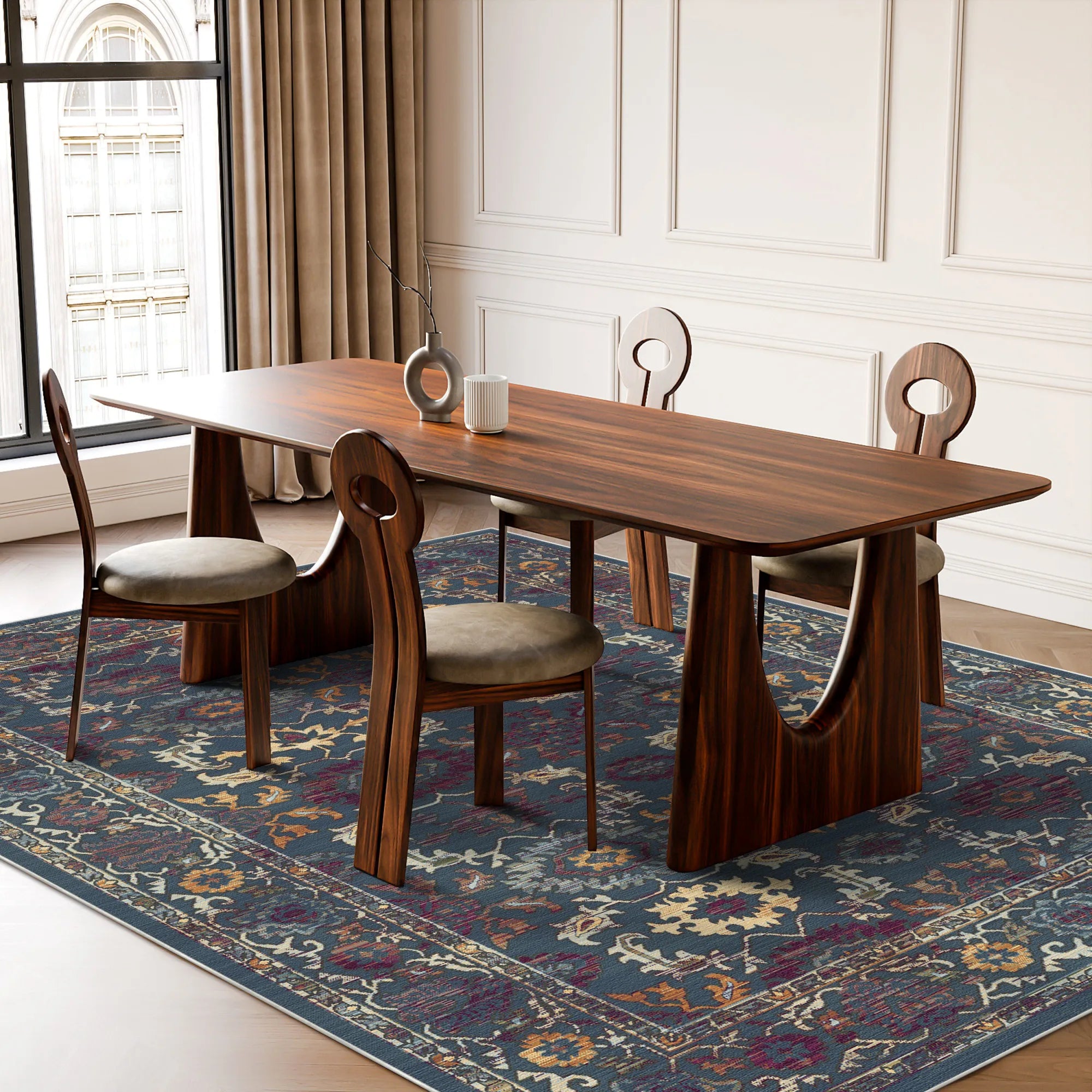 Античний квітковий килим індиго Пальметта