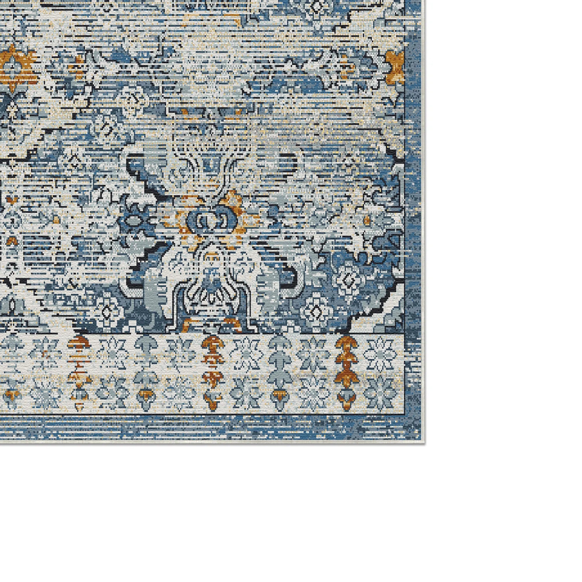 Антикварний решітчастий килим індиго Серапі