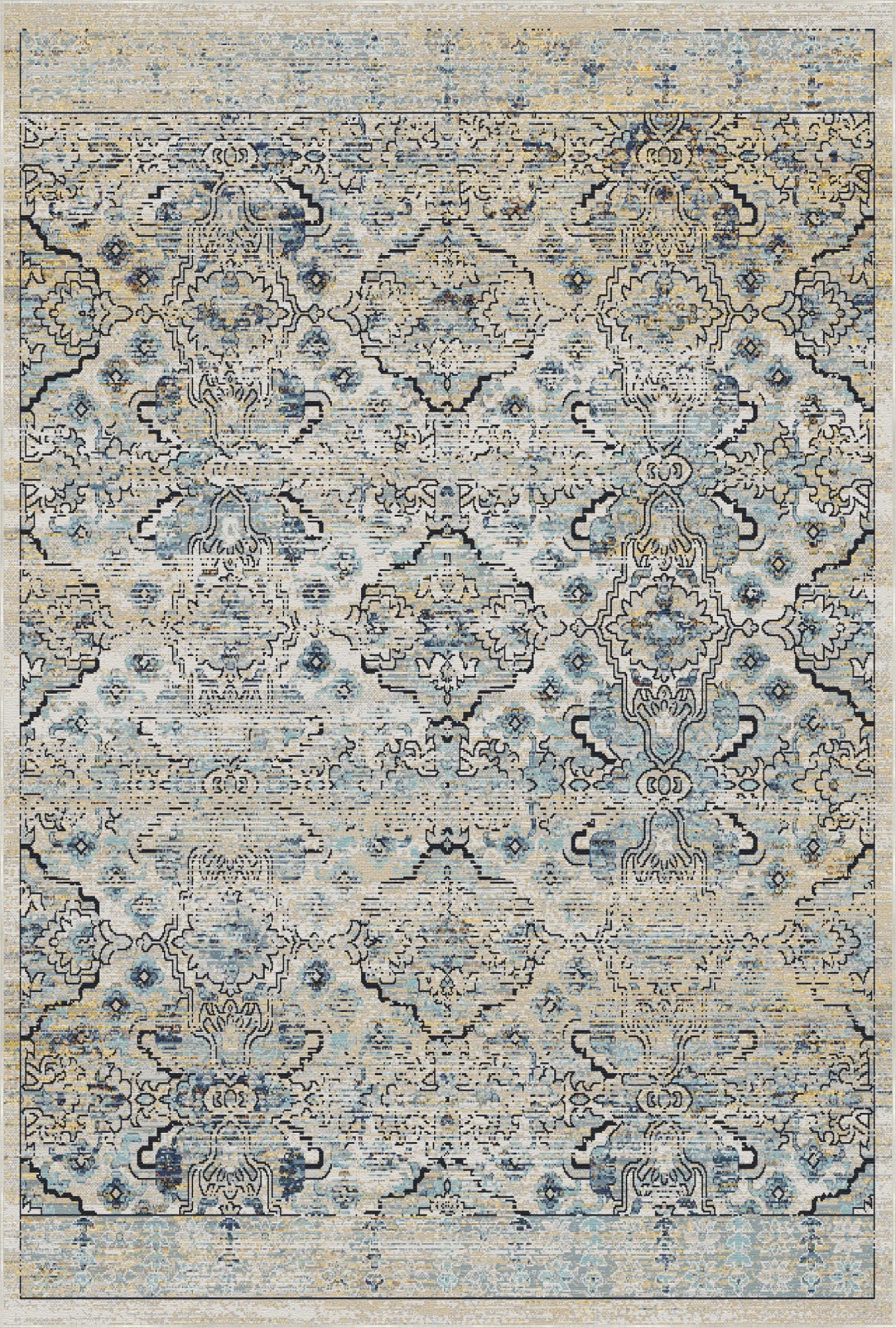 Вінтажний нейтральний решітчастий килим Serapi