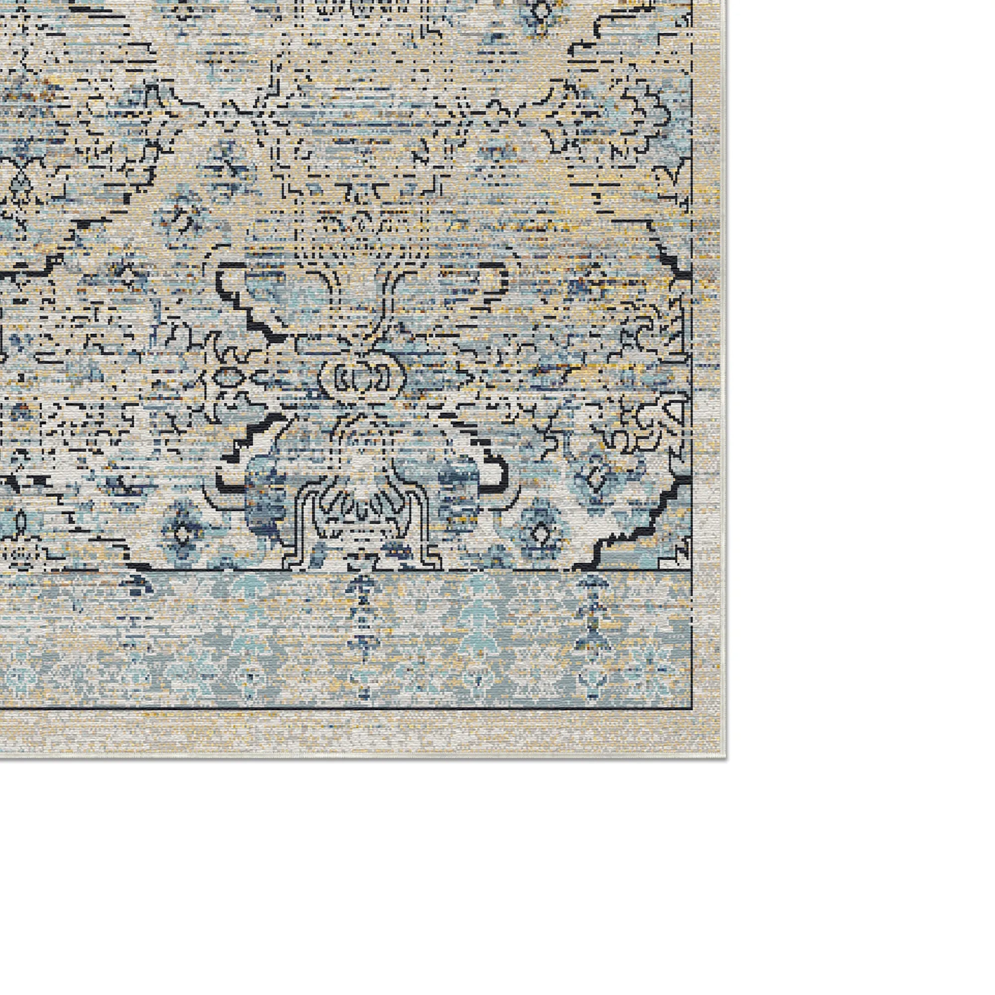 Вінтажний нейтральний решітчастий килим Serapi