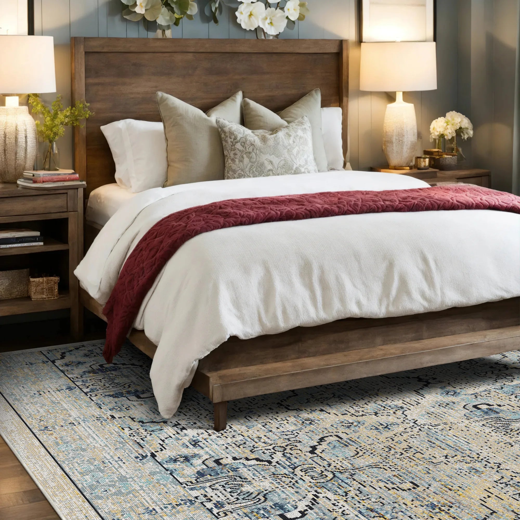 Вінтажний нейтральний решітчастий килим Serapi