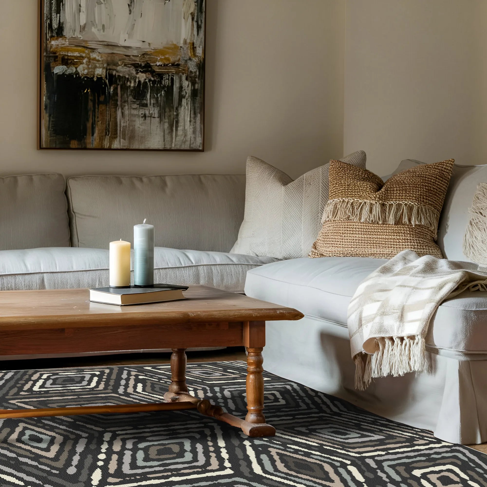 Сучасний килим з вугіллям та племінними діамантами