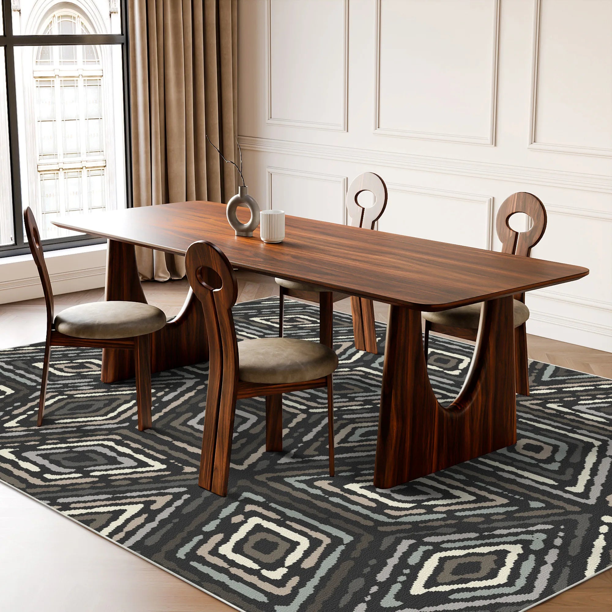 Сучасний килим з вугіллям та племінними діамантами