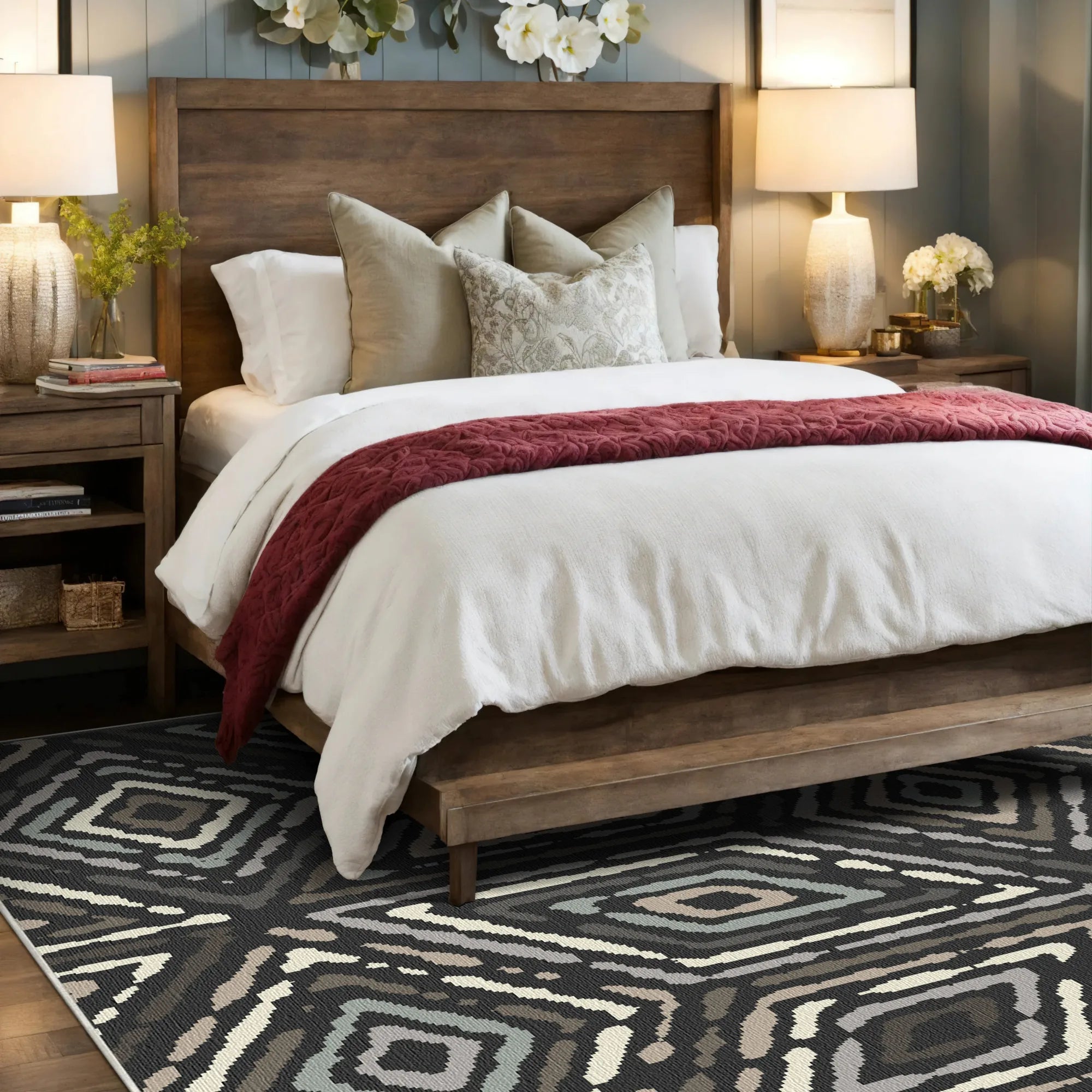 Сучасний килим з вугіллям та племінними діамантами