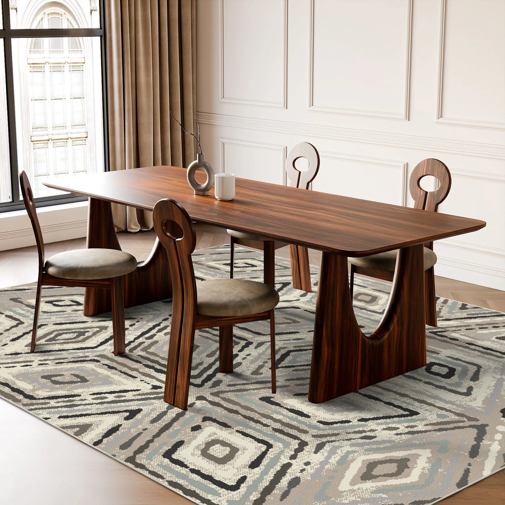 Сучасний килим з геометричним ромбом у тумані