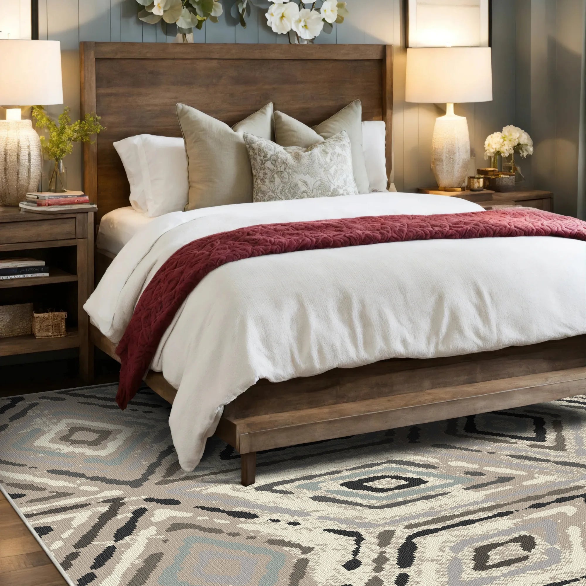 Сучасний килим з геометричним ромбом у тумані