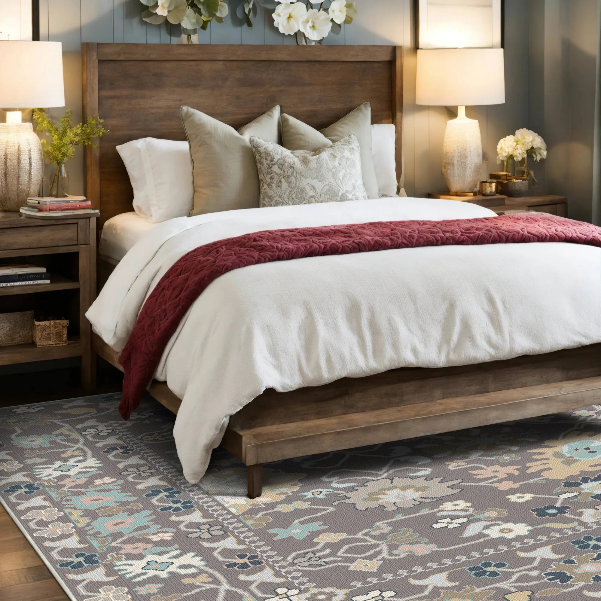 Пастельний вінтажний квітковий килим Aria