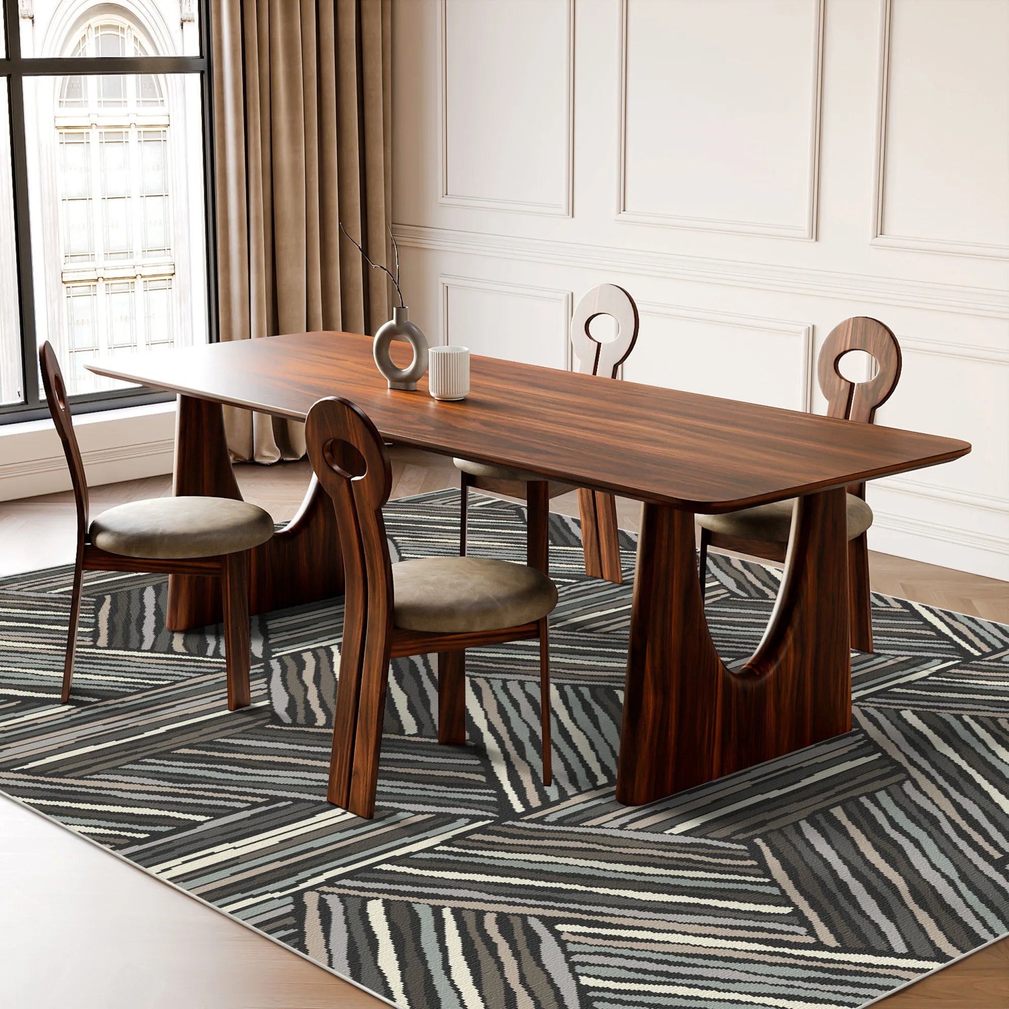 Сучасний лінійний трикутний килим із вугілля