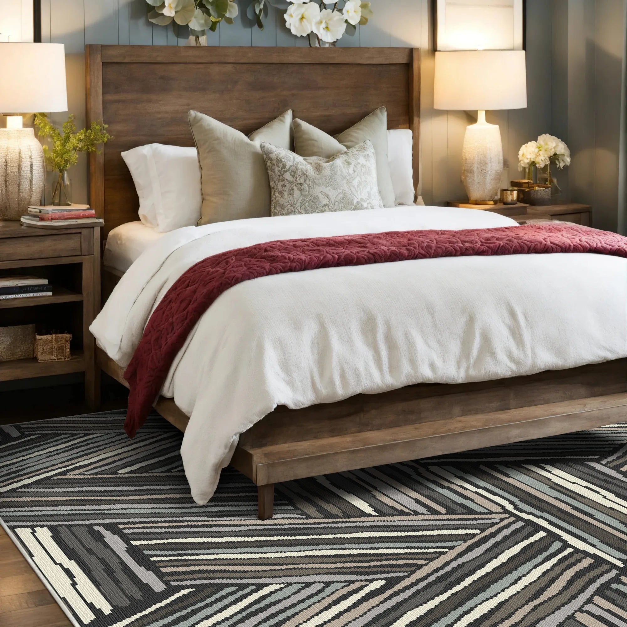 Сучасний лінійний трикутний килим із вугілля