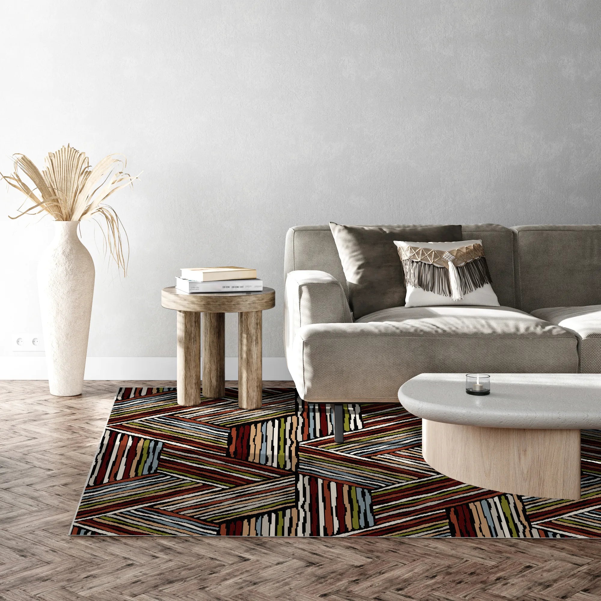 Яскравий лінійний трикутний килим з іржі