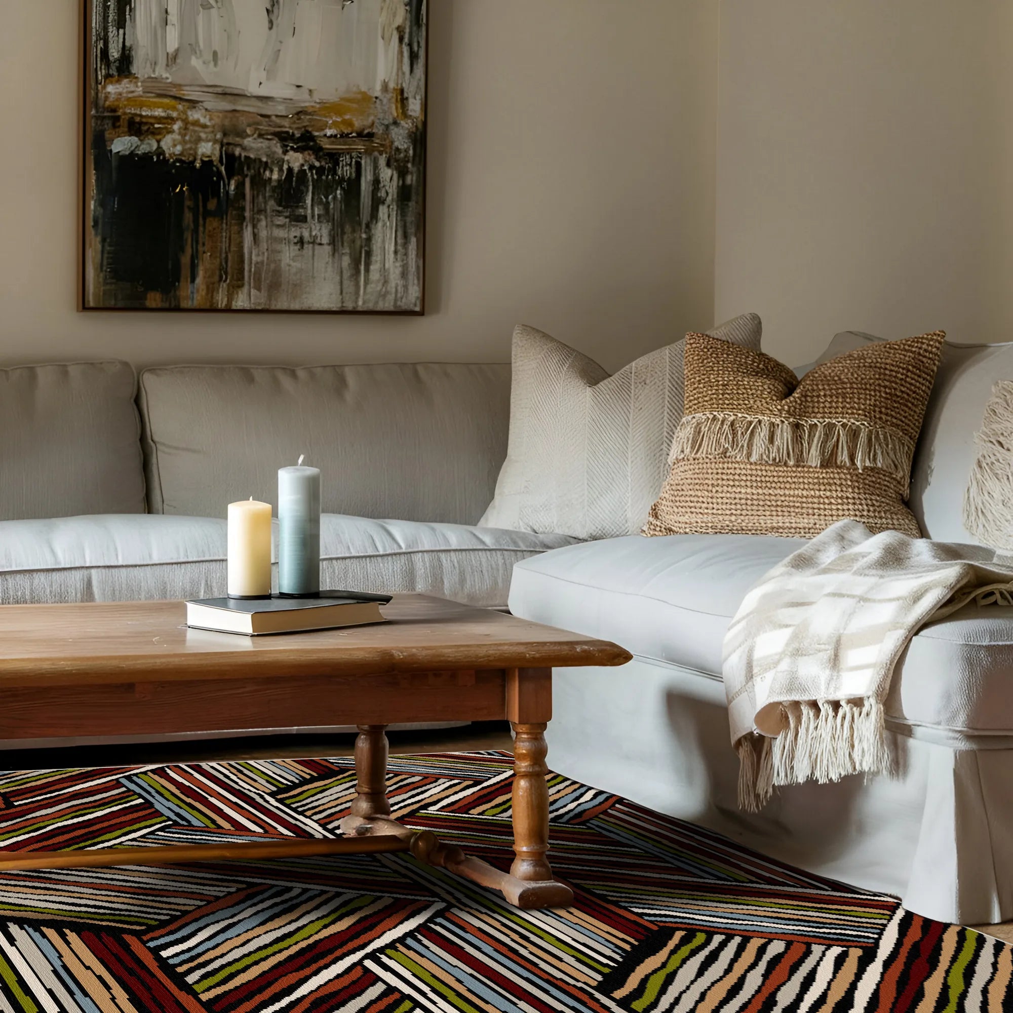 Яскравий лінійний трикутний килим з іржі