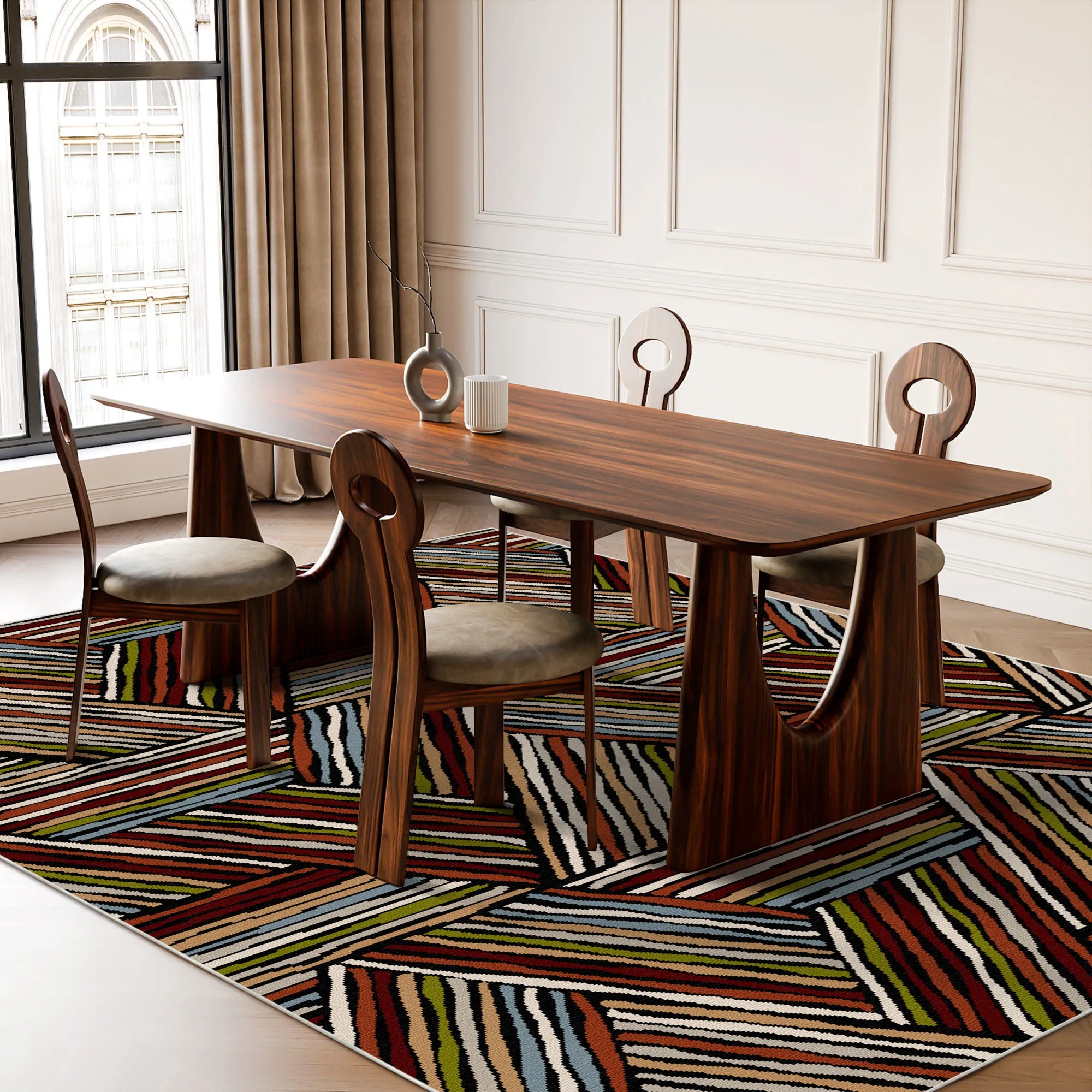 Яскравий лінійний трикутний килим з іржі