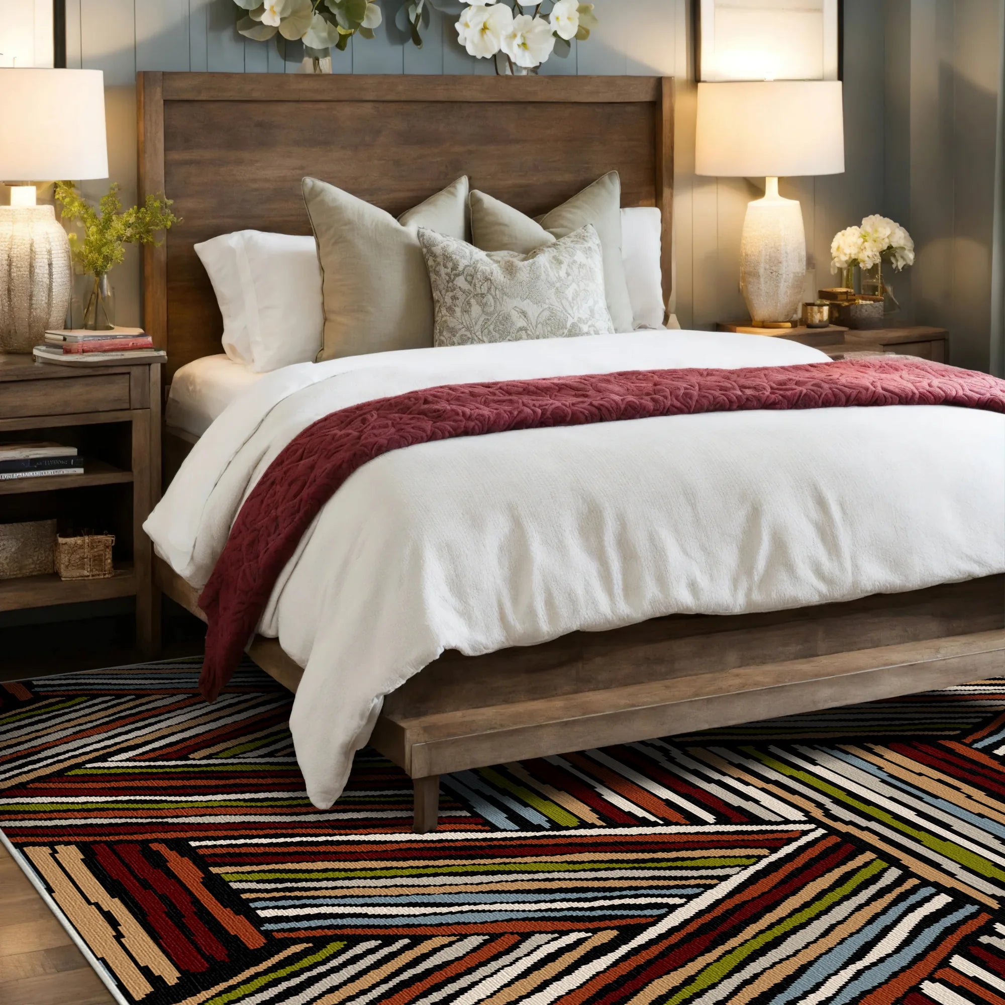 Яскравий лінійний трикутний килим з іржі